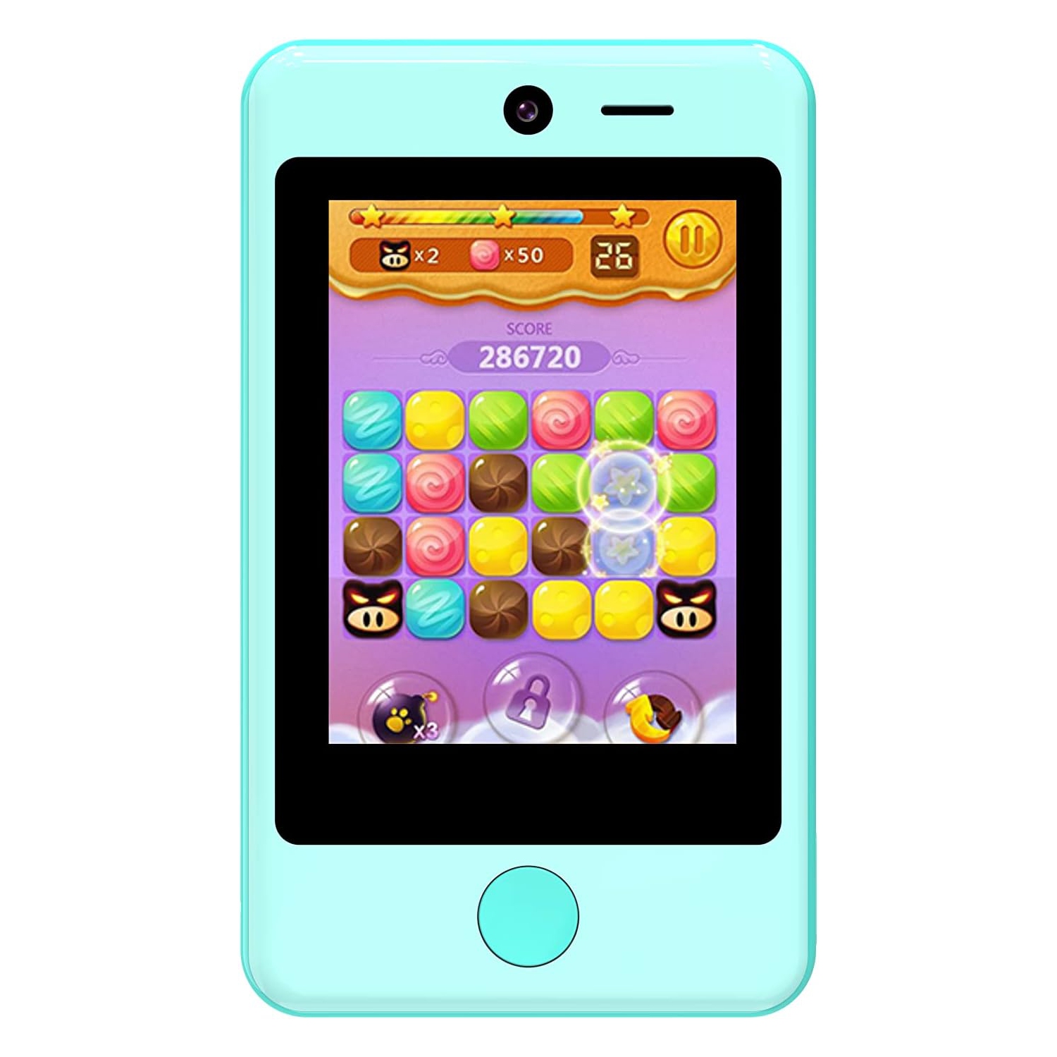 Téléphone intelligent jouet pour garçons et filles de 3-6 ans - jeux éducatifs, deux caméras, lecteur de musique MP3 et écran tactile. Cadeaux