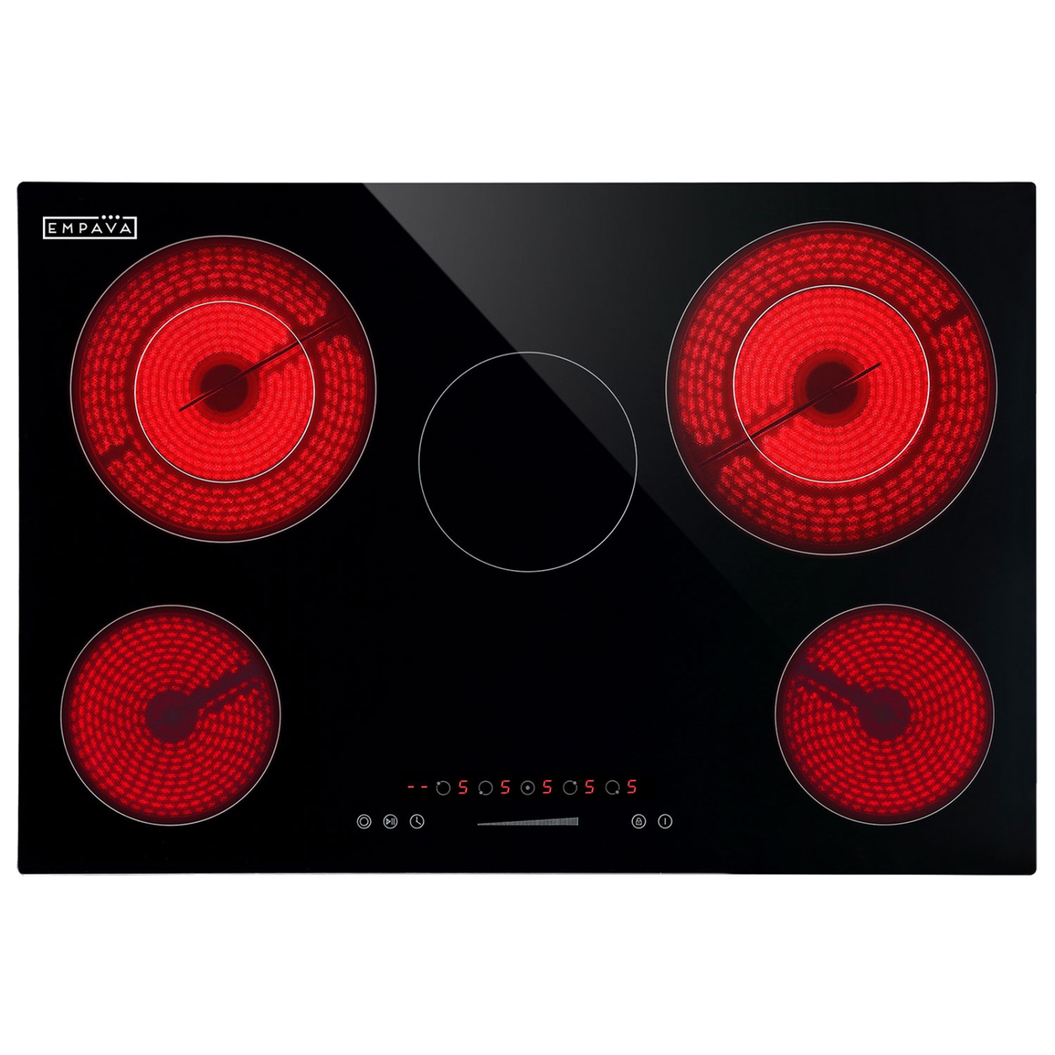 Empava 30 Inch Electric Radiant Cooktop with 5 Burners, 7200W Electric Stove Top with Kid Safety Lock, EMPV-30REC13