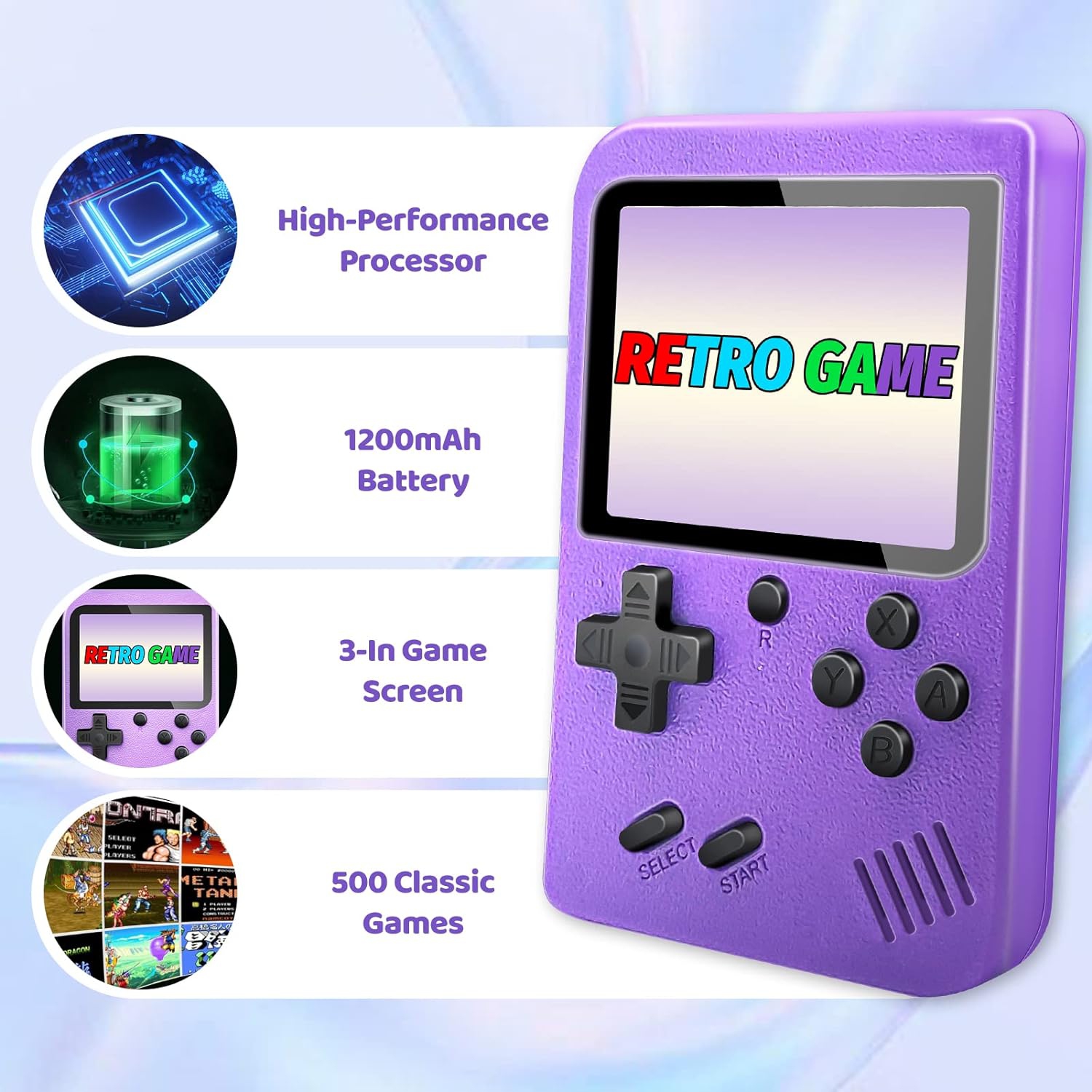 Game Boy Retro Video Game Console with 500 Preloaded Games
