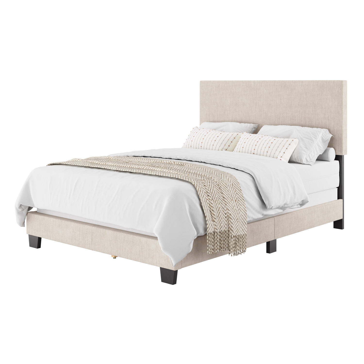 Amber & Emily Luna Modern Fabric Double Bed in Beige