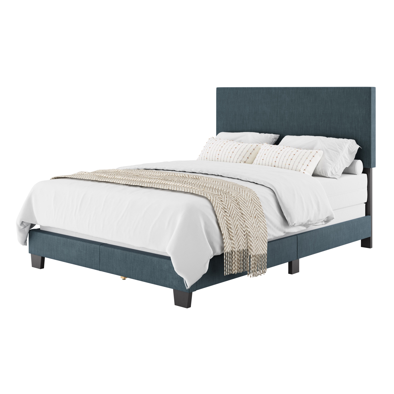 Amber & Emily Luna Modern Fabric Double Bed in Blue