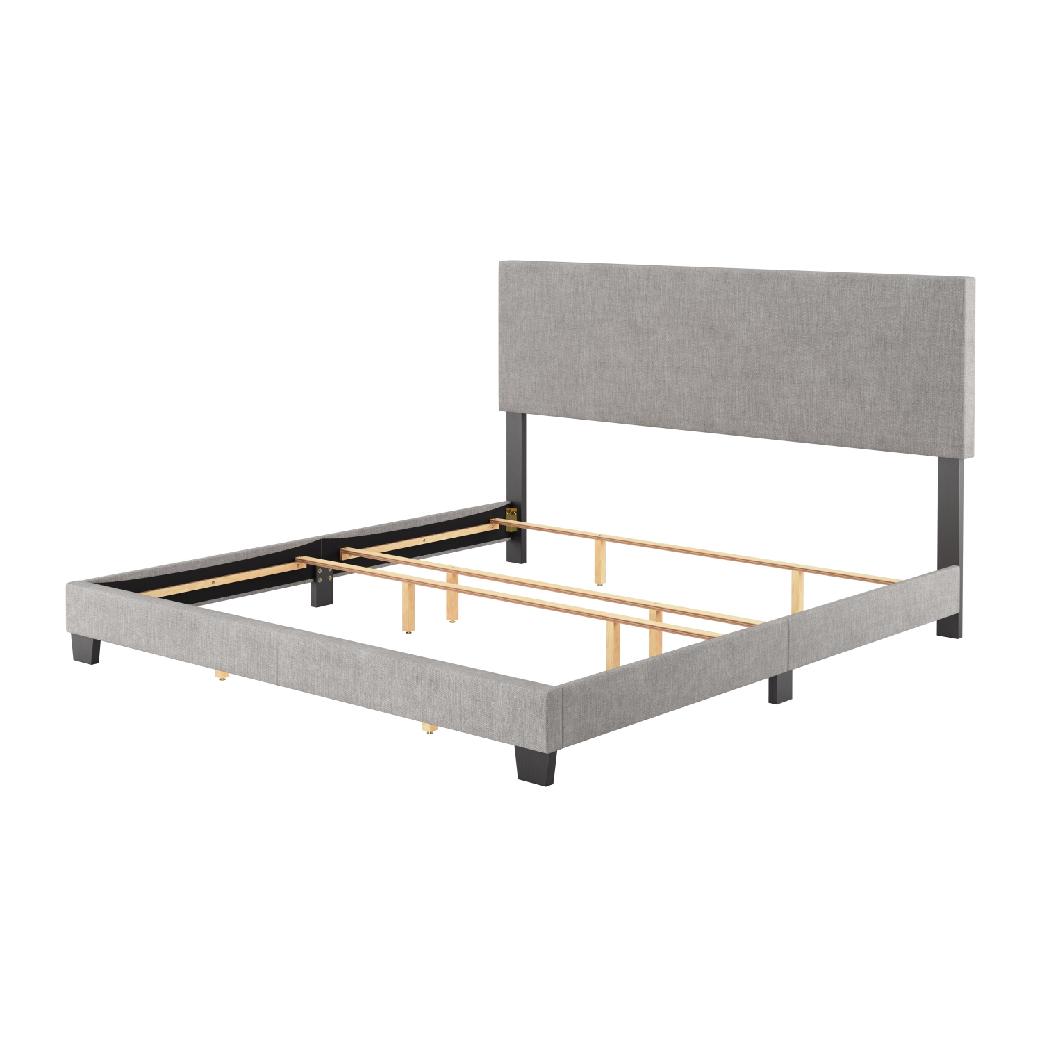 Amber & Emily Luna Modern Fabric King Bed in Light Grey