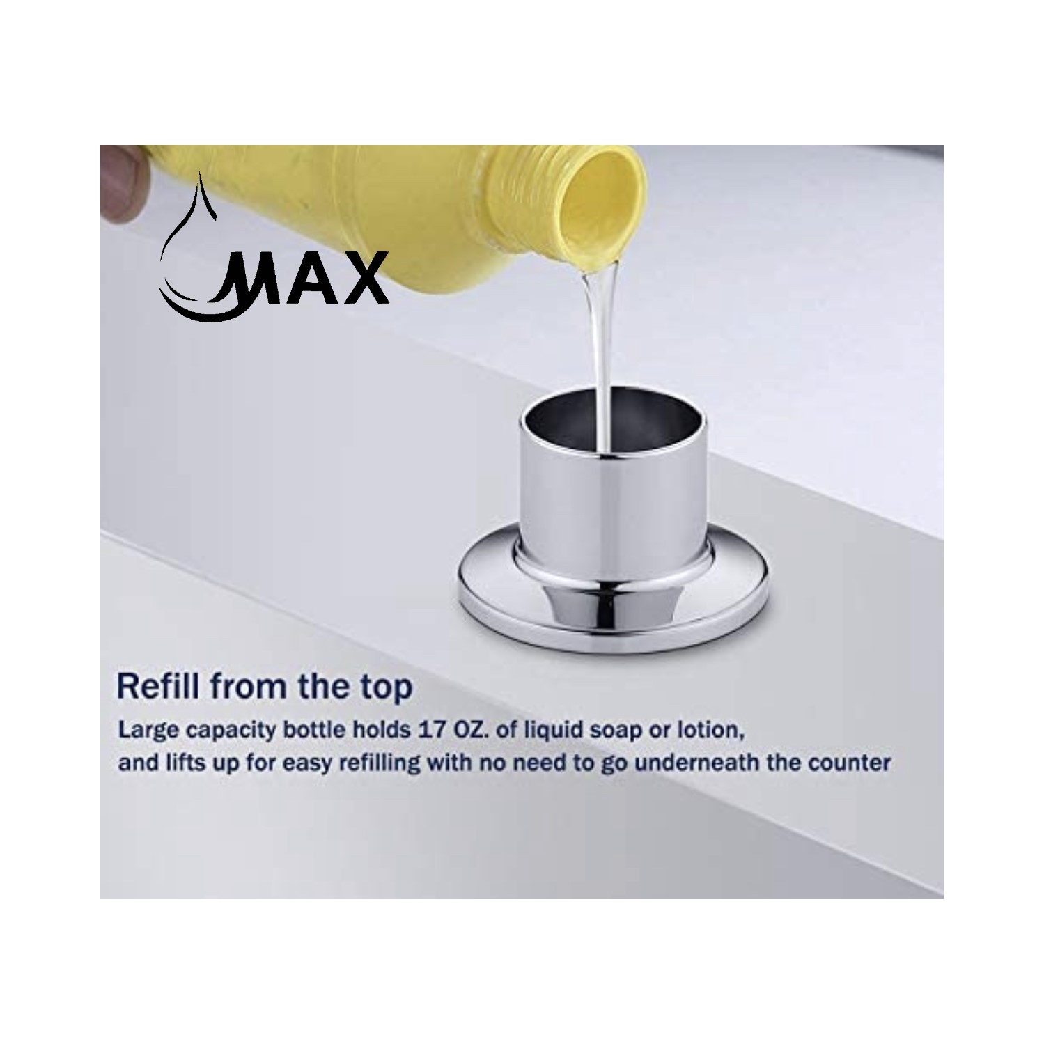 MAX Faucets distributeur de savon et de lotion fini chromé