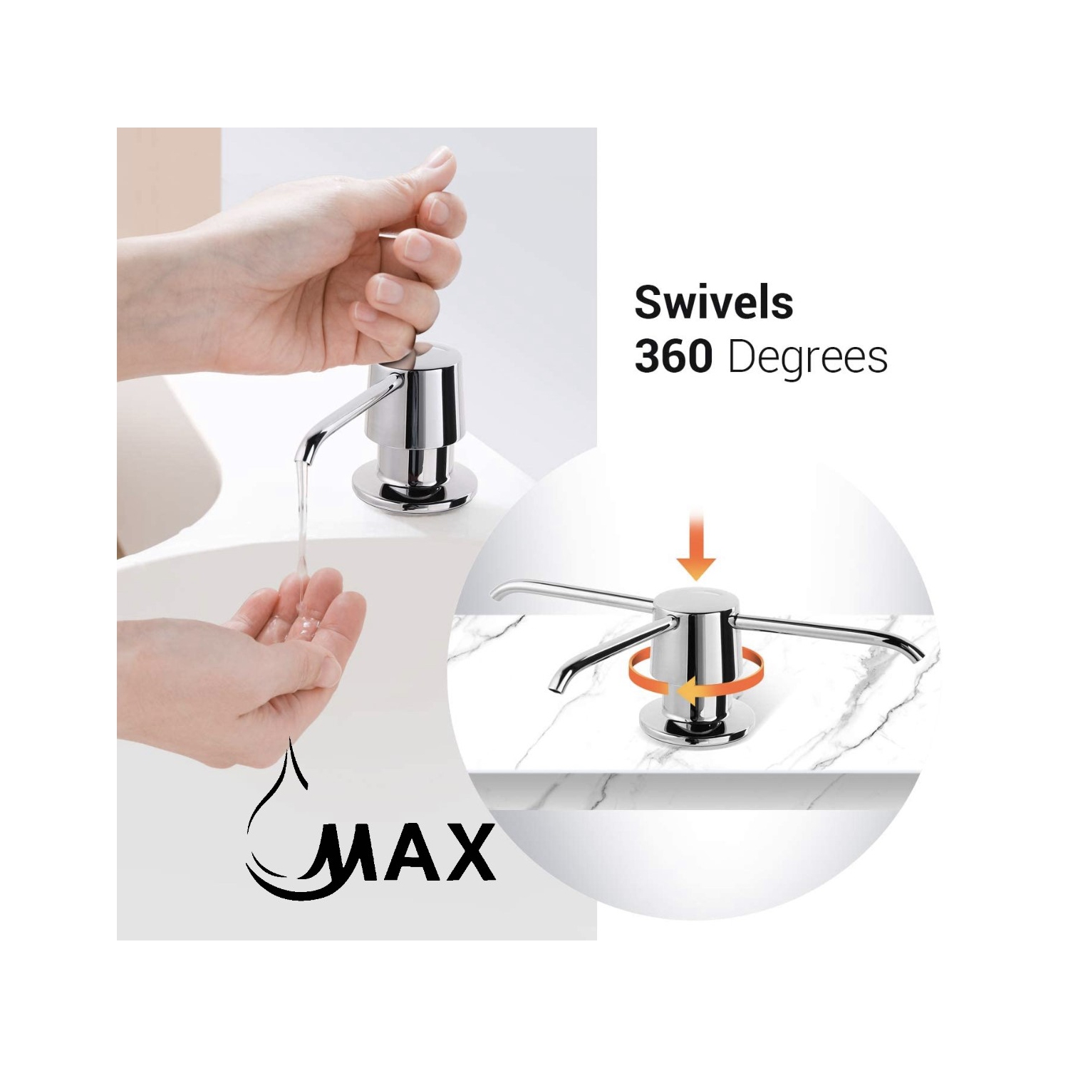 MAX Faucets distributeur de savon et de lotion fini chromé