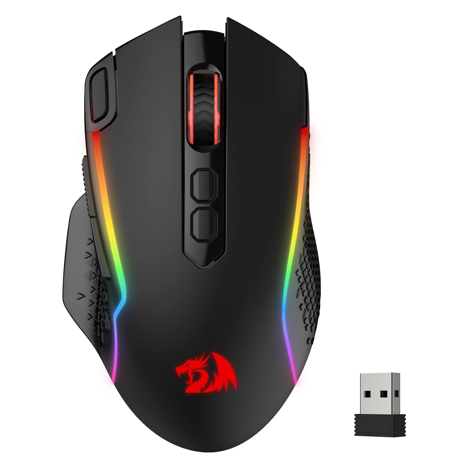 Redragon M810 Pro Wireless Gaming Mouse, 10000 DPI Wired/Wireless Gamer Mouse w/Rapid Fire Key, 8 Macro Buttons, 45-Hour Durable Power Capacity and RGB Backlit for PC/Mac/Laptop