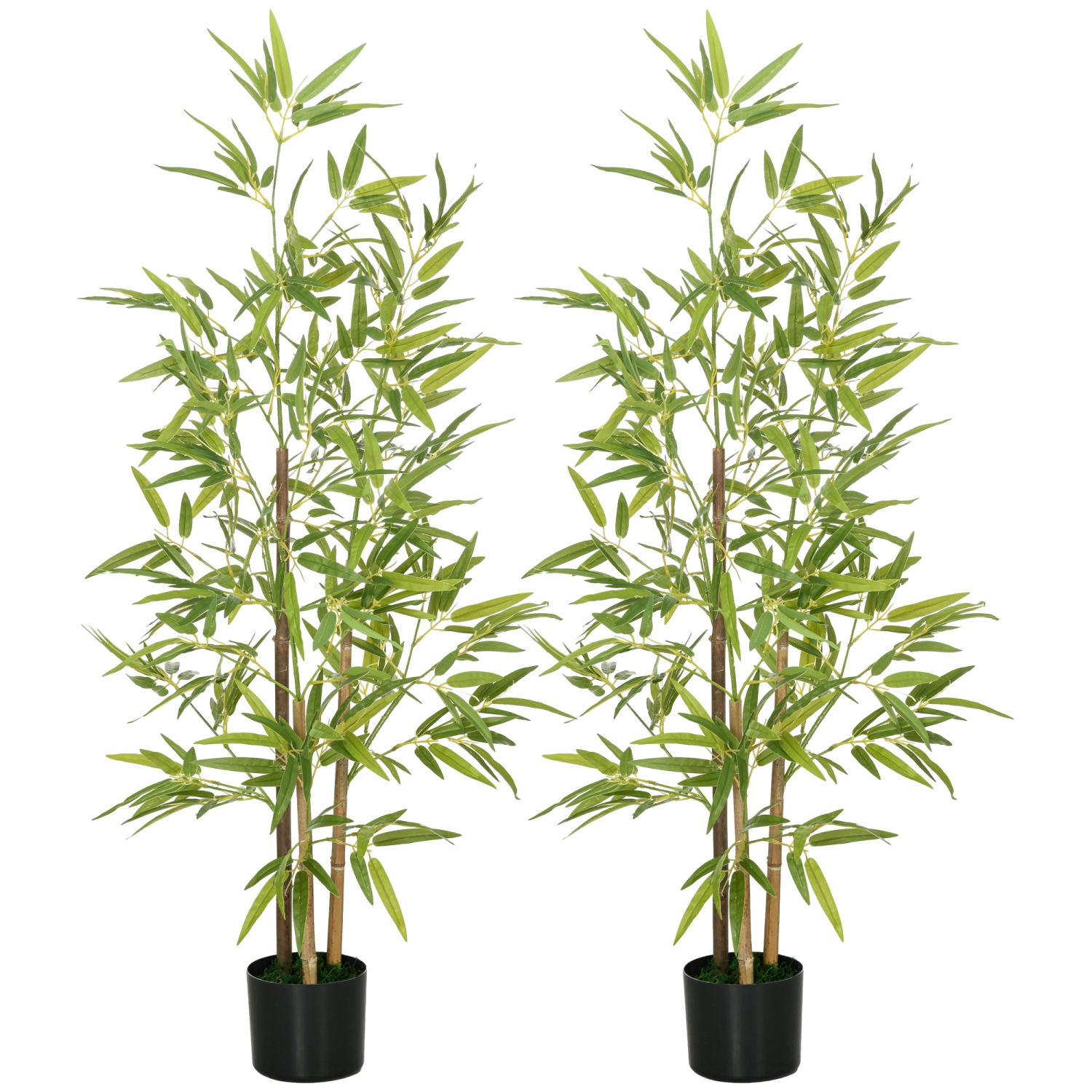 HOMCOM 4ft Set of 2 Artificial Bamboo with Pot, Indoor Fake Plants for Home Office Living Room Decor