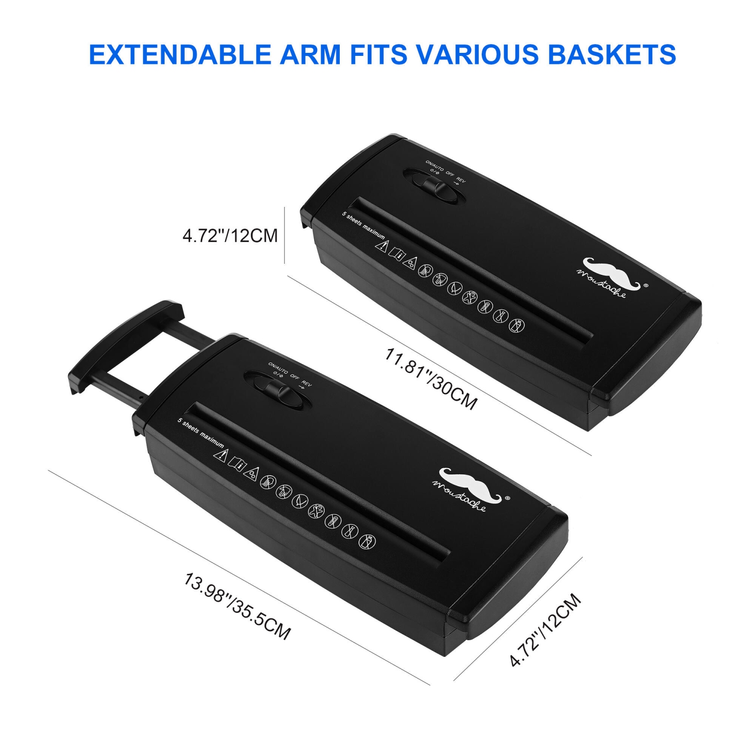 Déchiqueteuse à coupe en bandes de 5 feuilles avec bras extensible, carte de crédit CD Home Office Déchiqueteuse portative sans corbeille