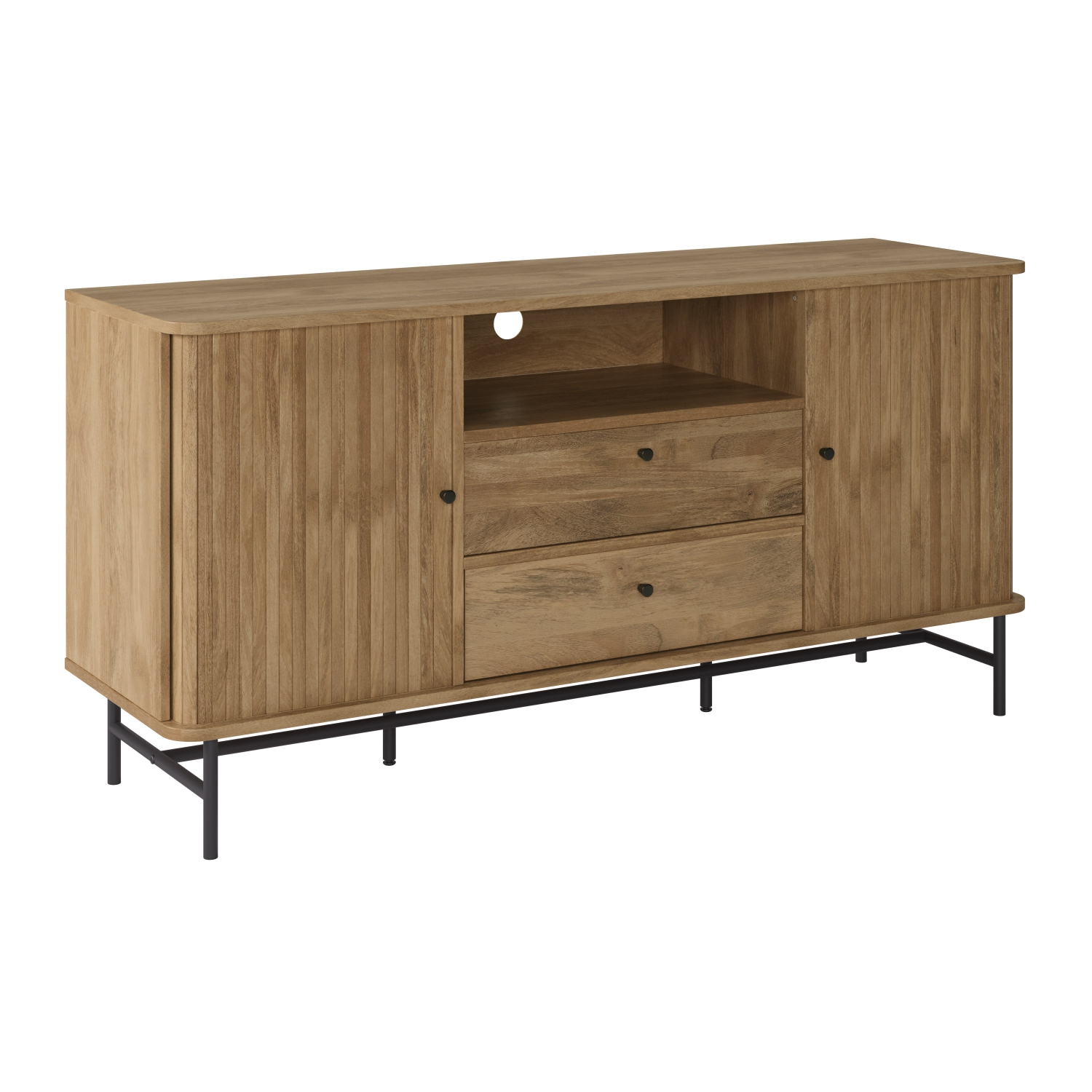 Amber & Emily Akira Light Wood Grain Curved Sideboard Buffet