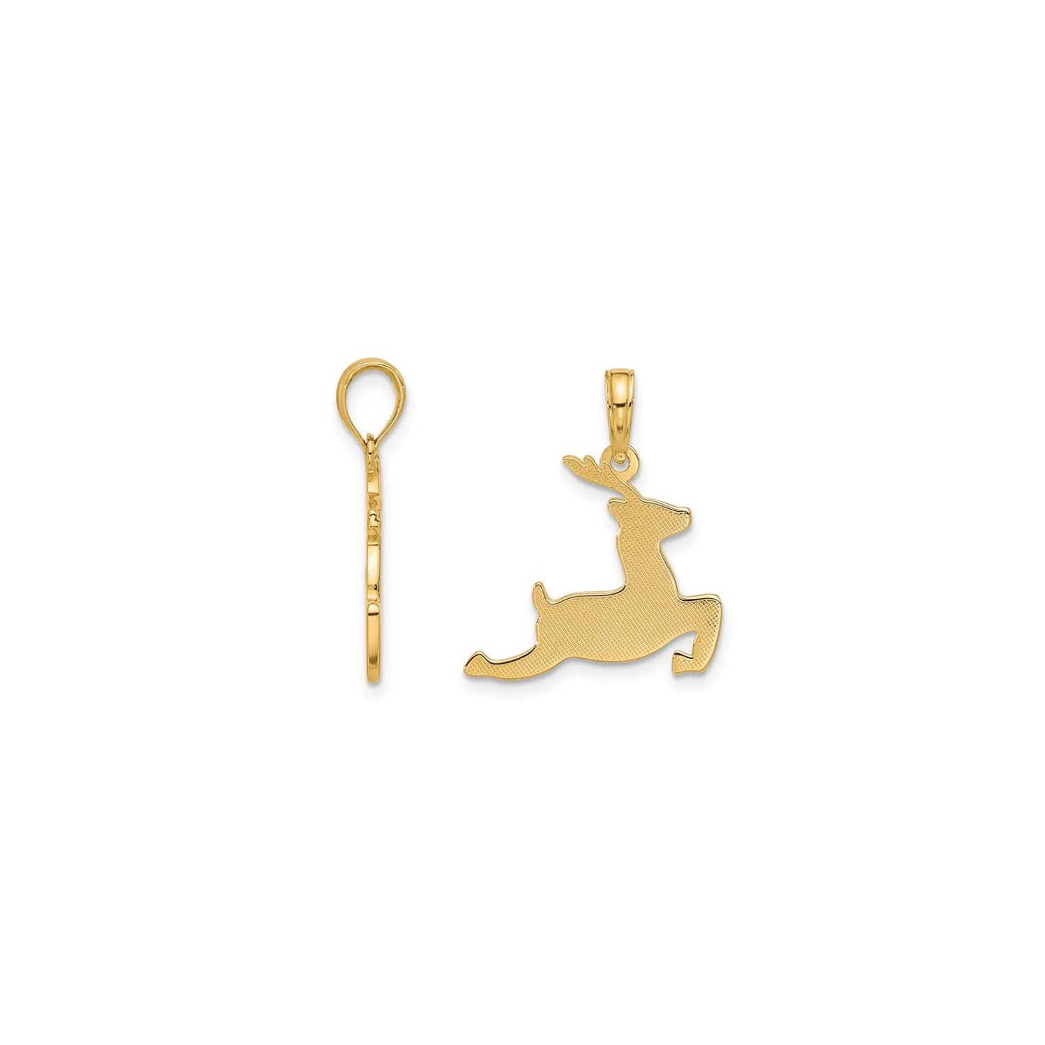 14K Yellow Gold Reindeer Charm Pendant Necklace with Chain