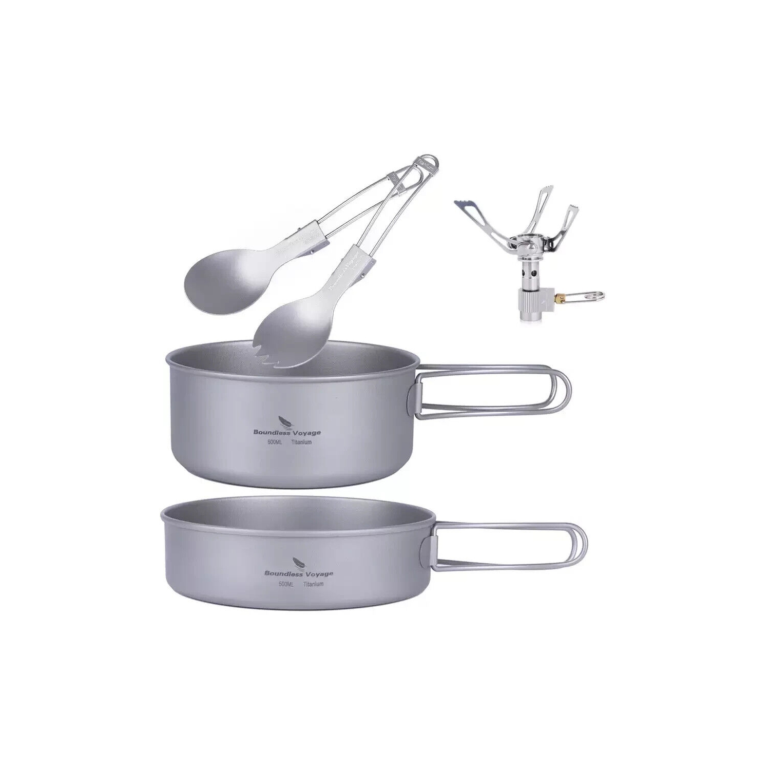Boundless Voyage Titanium COOK SYSTEM | Ultralight Outdoor Camping Equipment Cookware | Stove, Pot Foldable Compact Outdoor