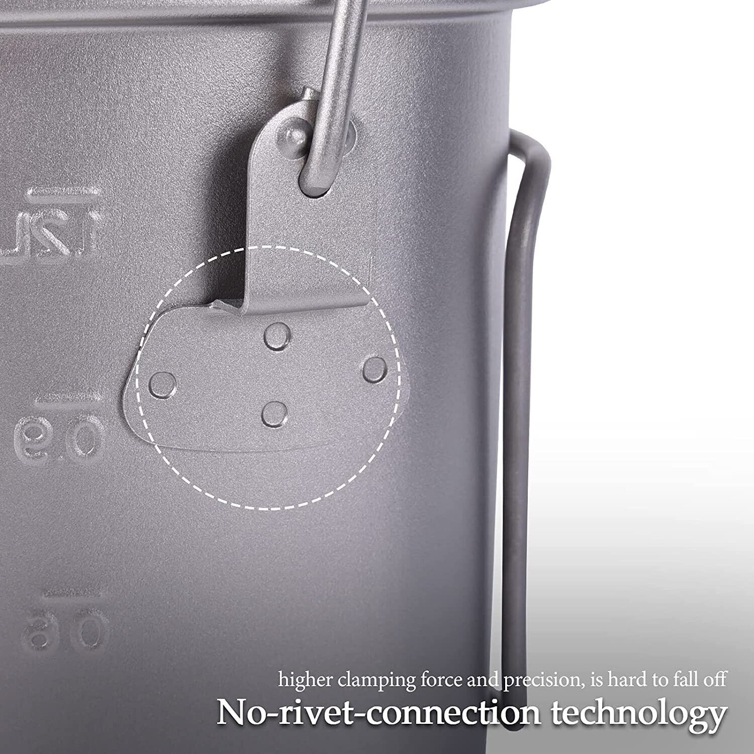 BATTERIE DE CUISINE EN titane de voyage sans limite | Trousse pour dégâts avec couvercle et poignées pliables pour gourde