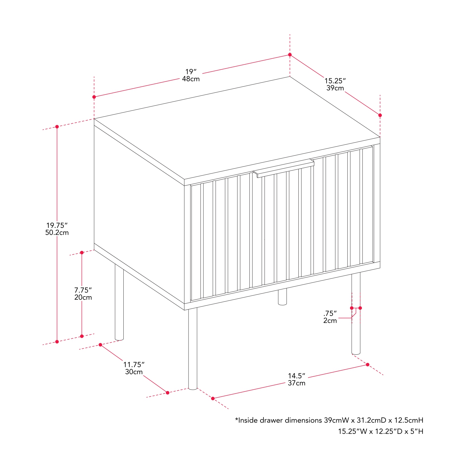 Table d'appoint noire cannelée Leander d'Amber & Emily
