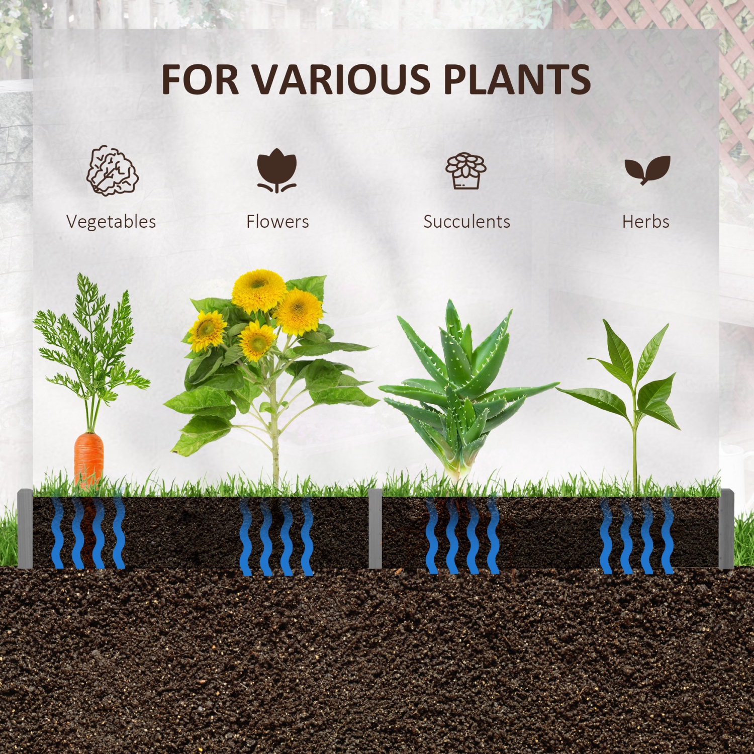 Lit de jardin surélevé sans vis 39 x 36 po Outsunny, jardinière hexagonale, jardin d'herbes pour légumes, fleurs, gris