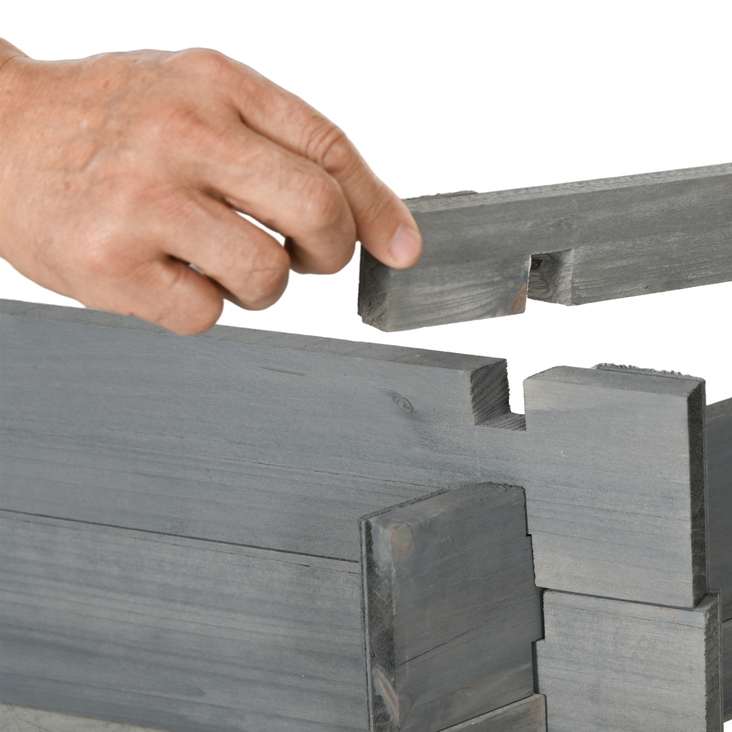 Lit de jardin surélevé sans vis 39 x 36 po Outsunny, jardinière hexagonale, jardin d'herbes pour légumes, fleurs, gris