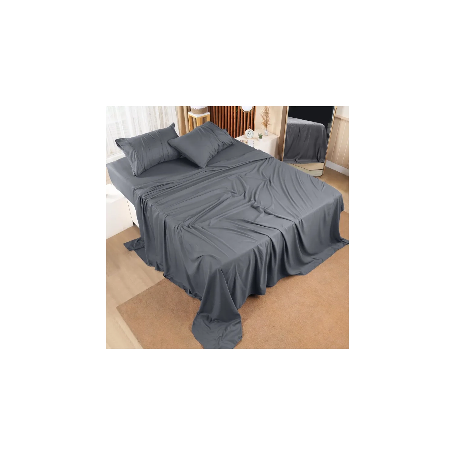 Soft Brushed Microfiber 4 Piece Queen Bedding Set - Shrinkage & Fade Resistant - Easy Care