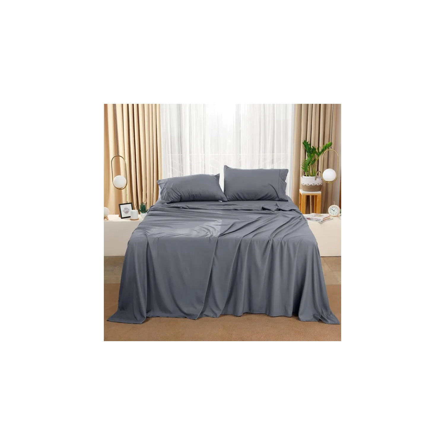 Soft Brushed Microfiber 4 Piece Queen Bedding Set - Shrinkage & Fade Resistant - Easy Care