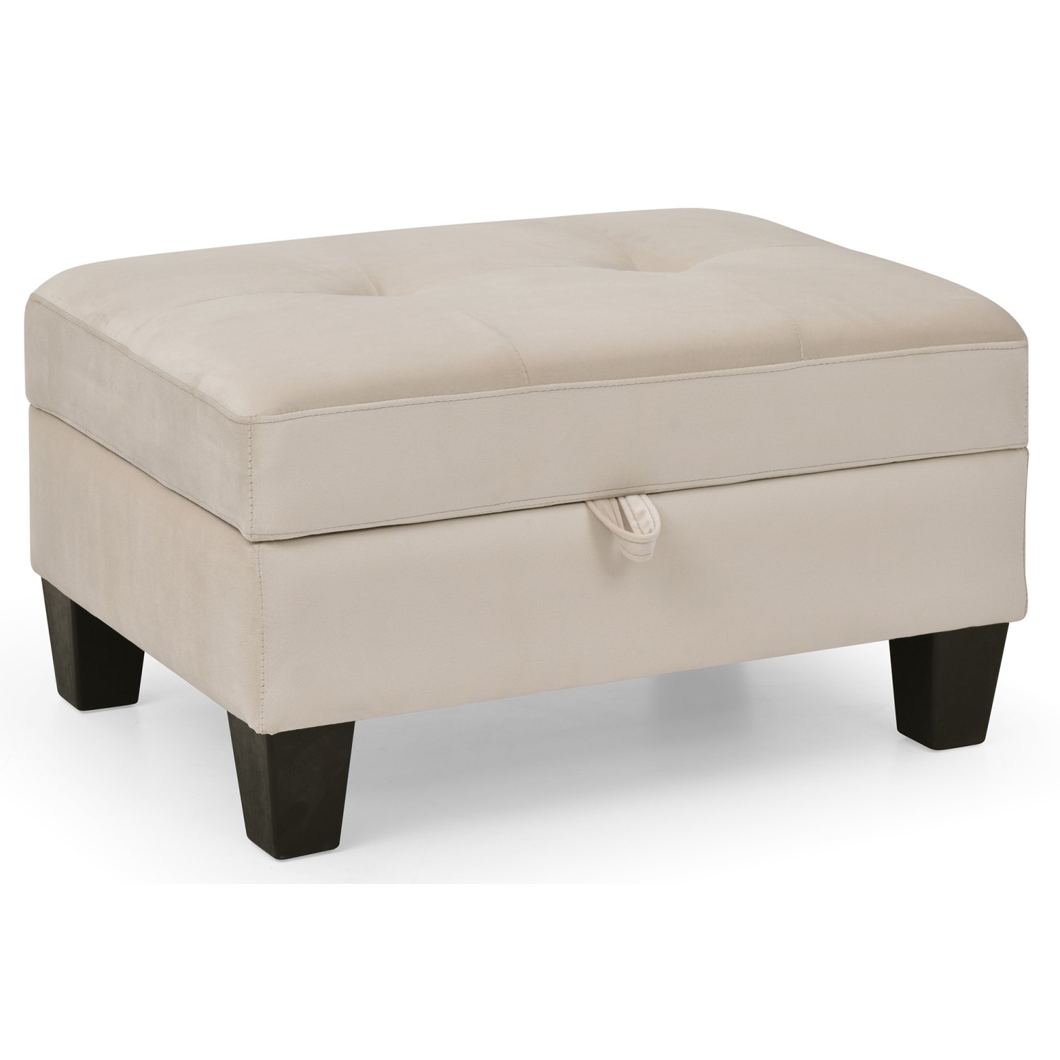Monaco Beige Tufted Storage Ottoman