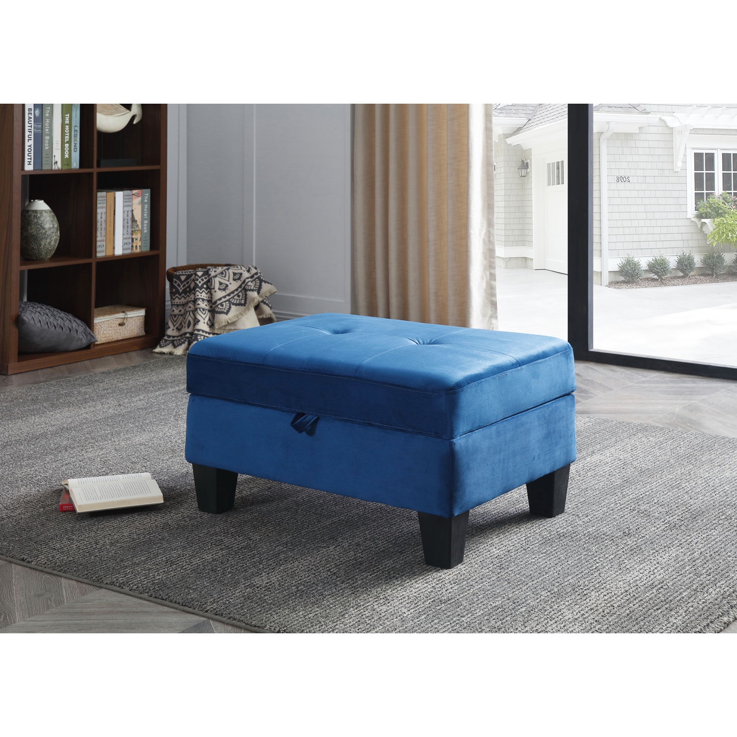 Monaco Navy Blue Tufted Storage Ottoman