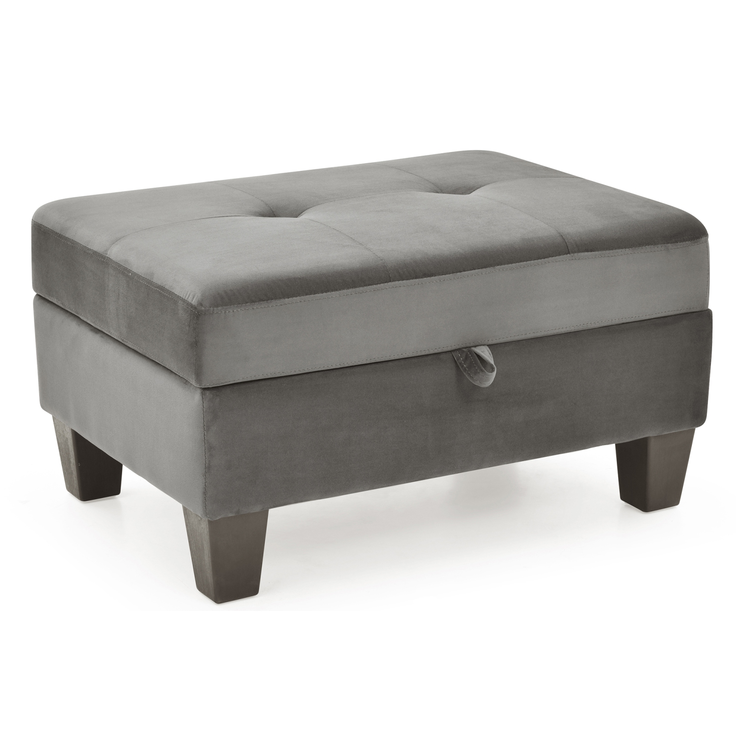 Monaco Gray Tufted Storage Ottoman