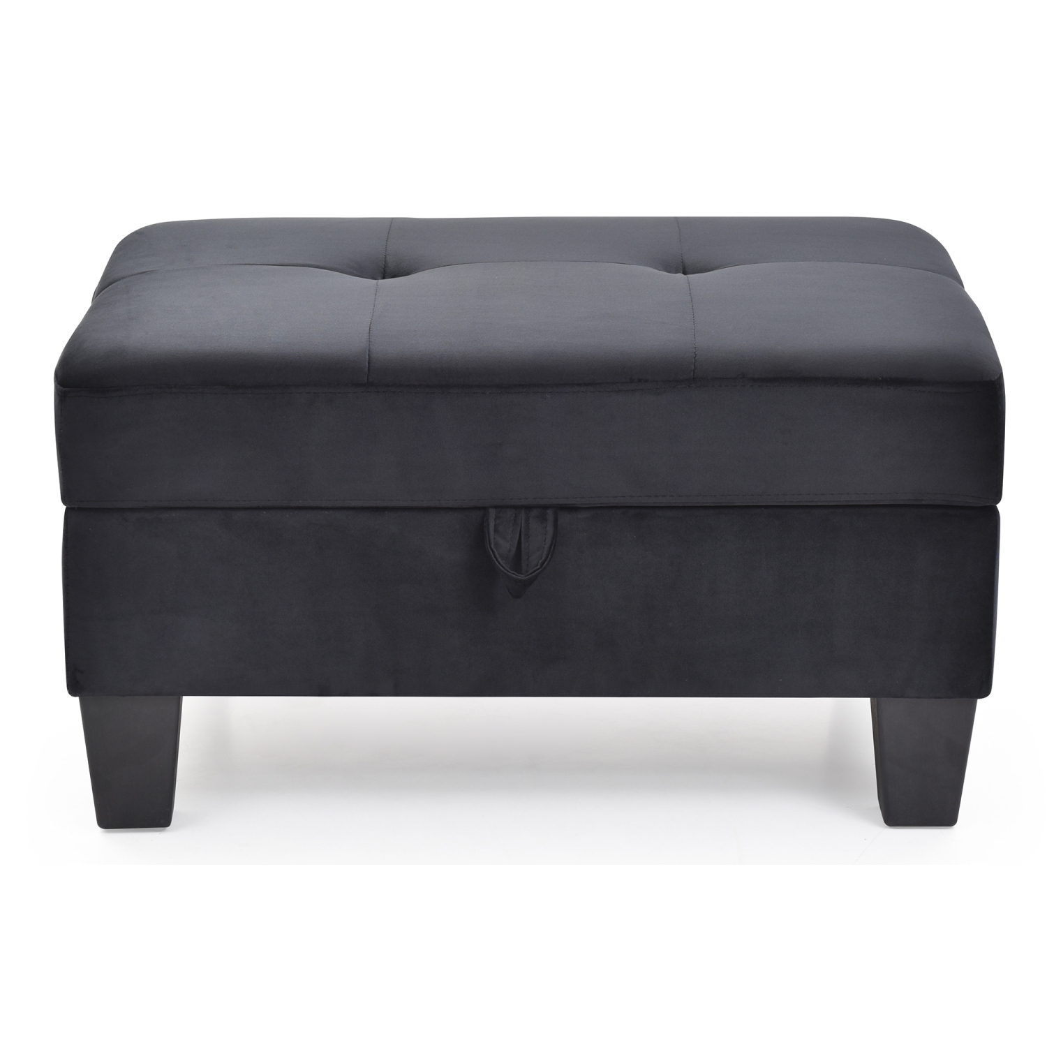 Monaco Black Tufted Storage Ottoman