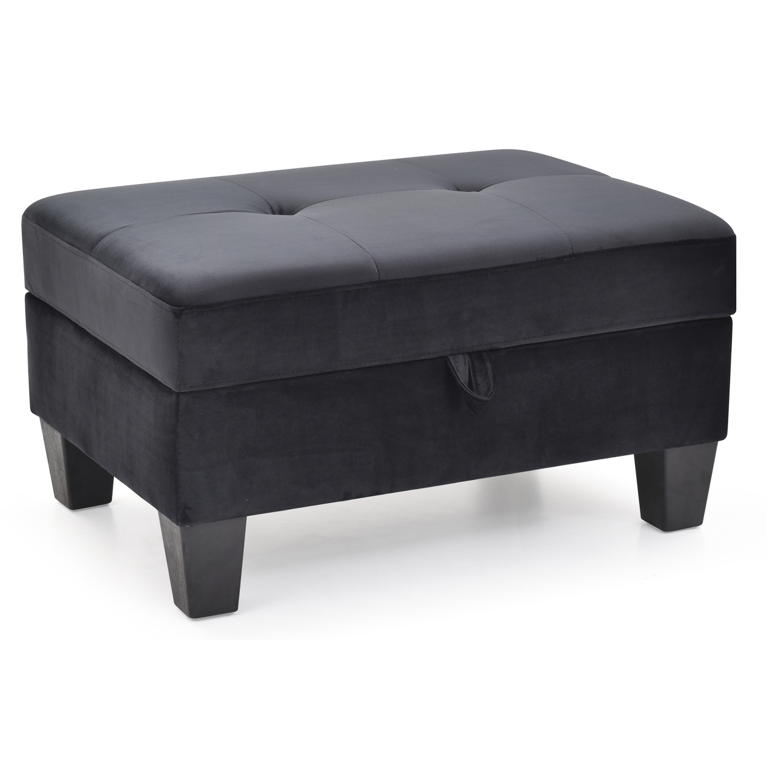 Monaco Black Tufted Storage Ottoman