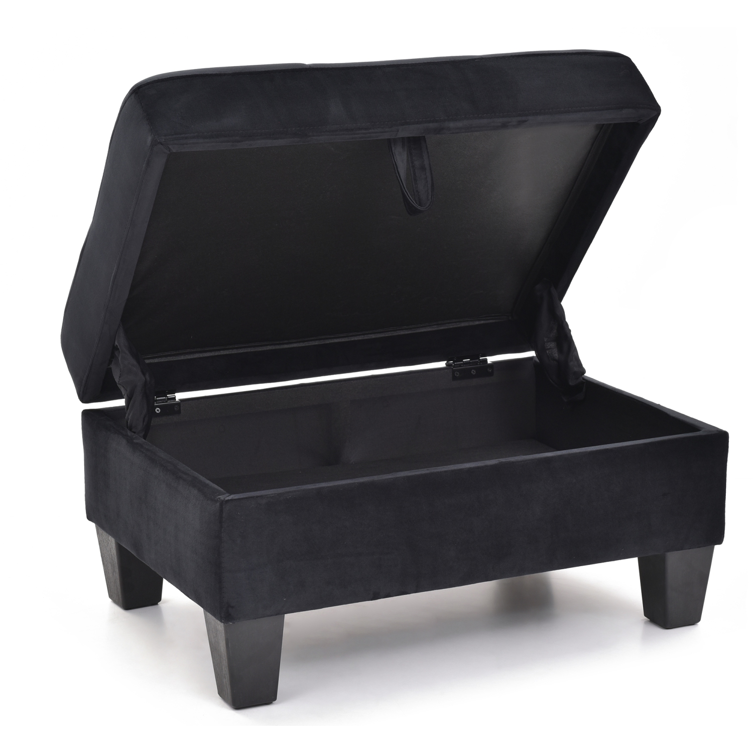 Monaco Black Tufted Storage Ottoman