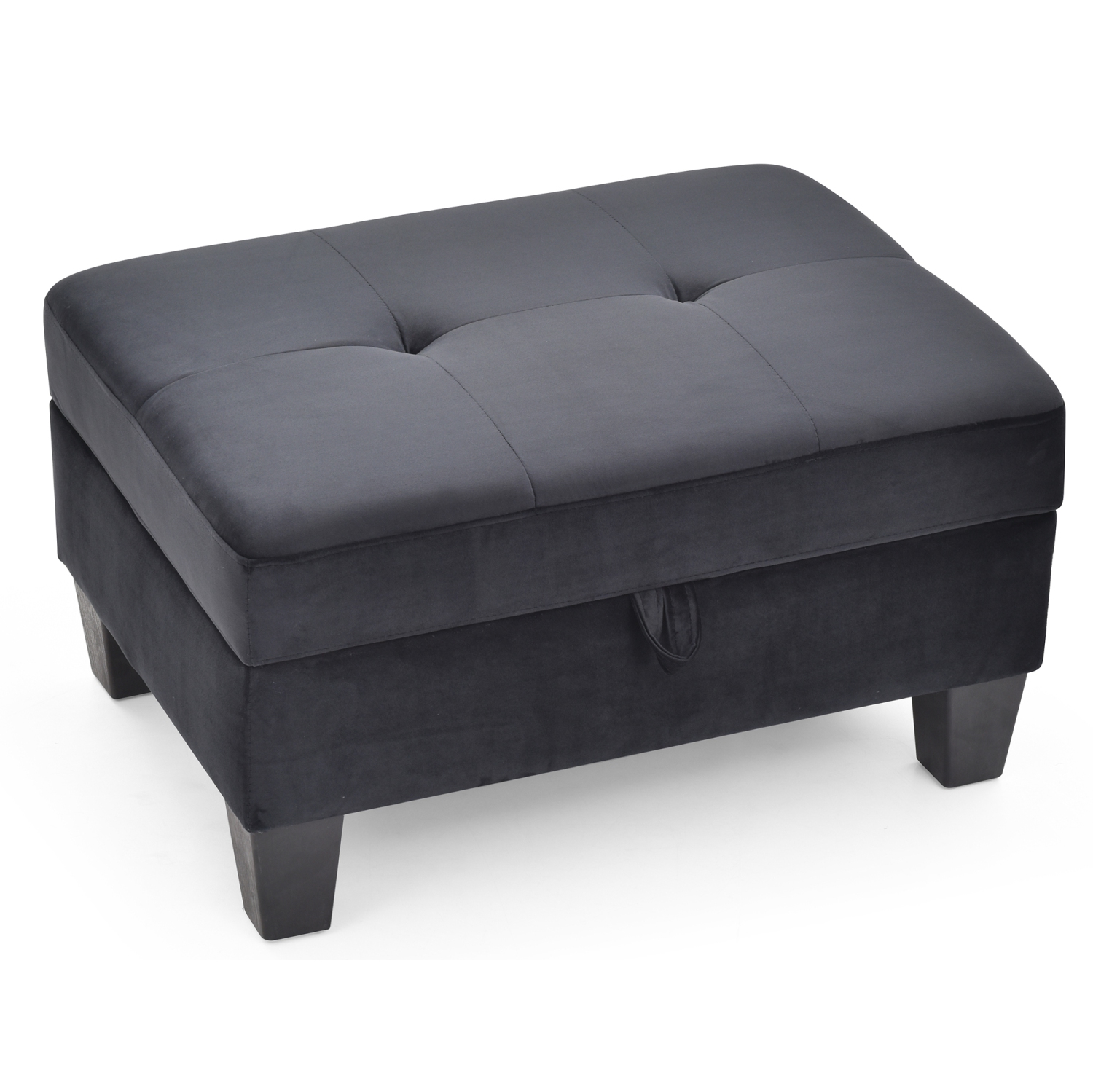 Monaco Black Tufted Storage Ottoman