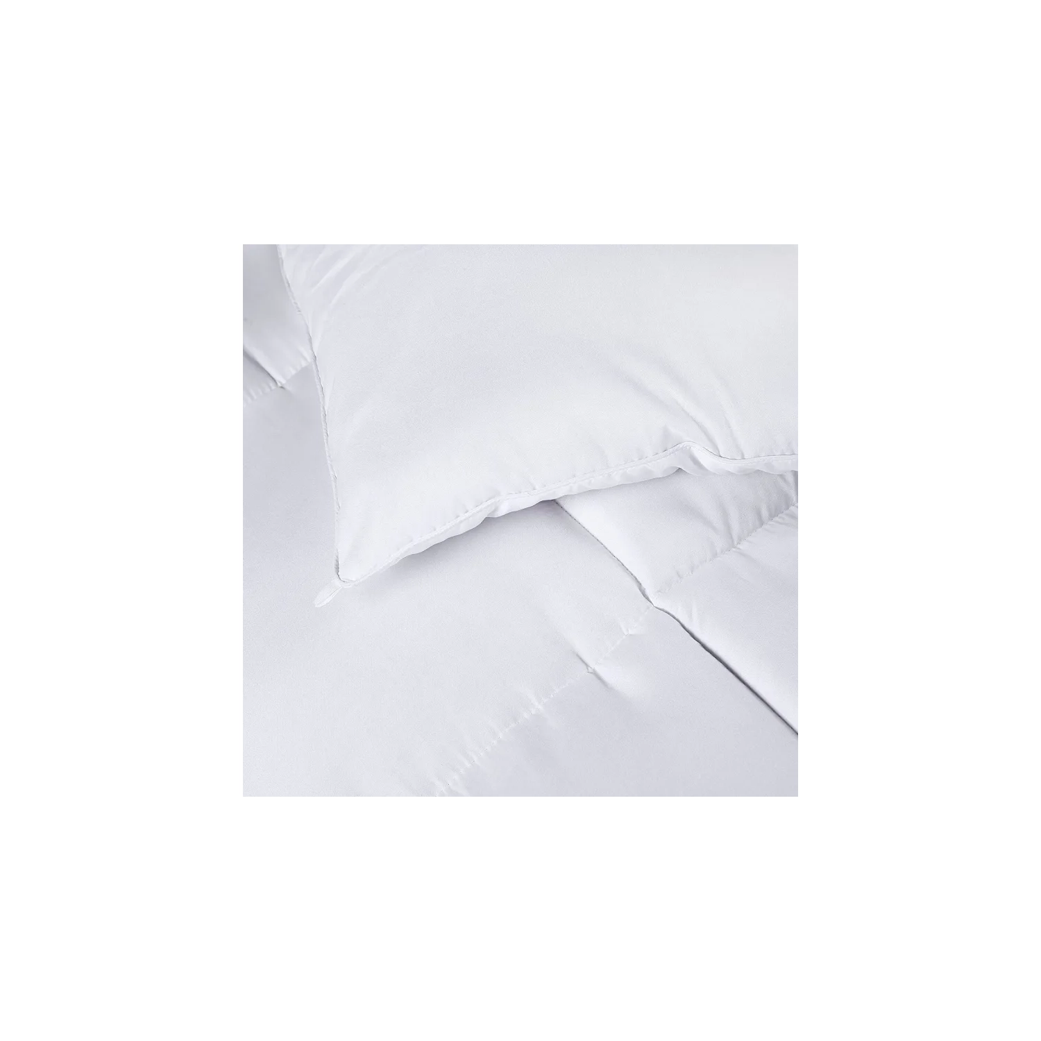 Queen Size White Quilted Comforter Insert - Box Stitched Down Alternative Comforter with Corner Tabs