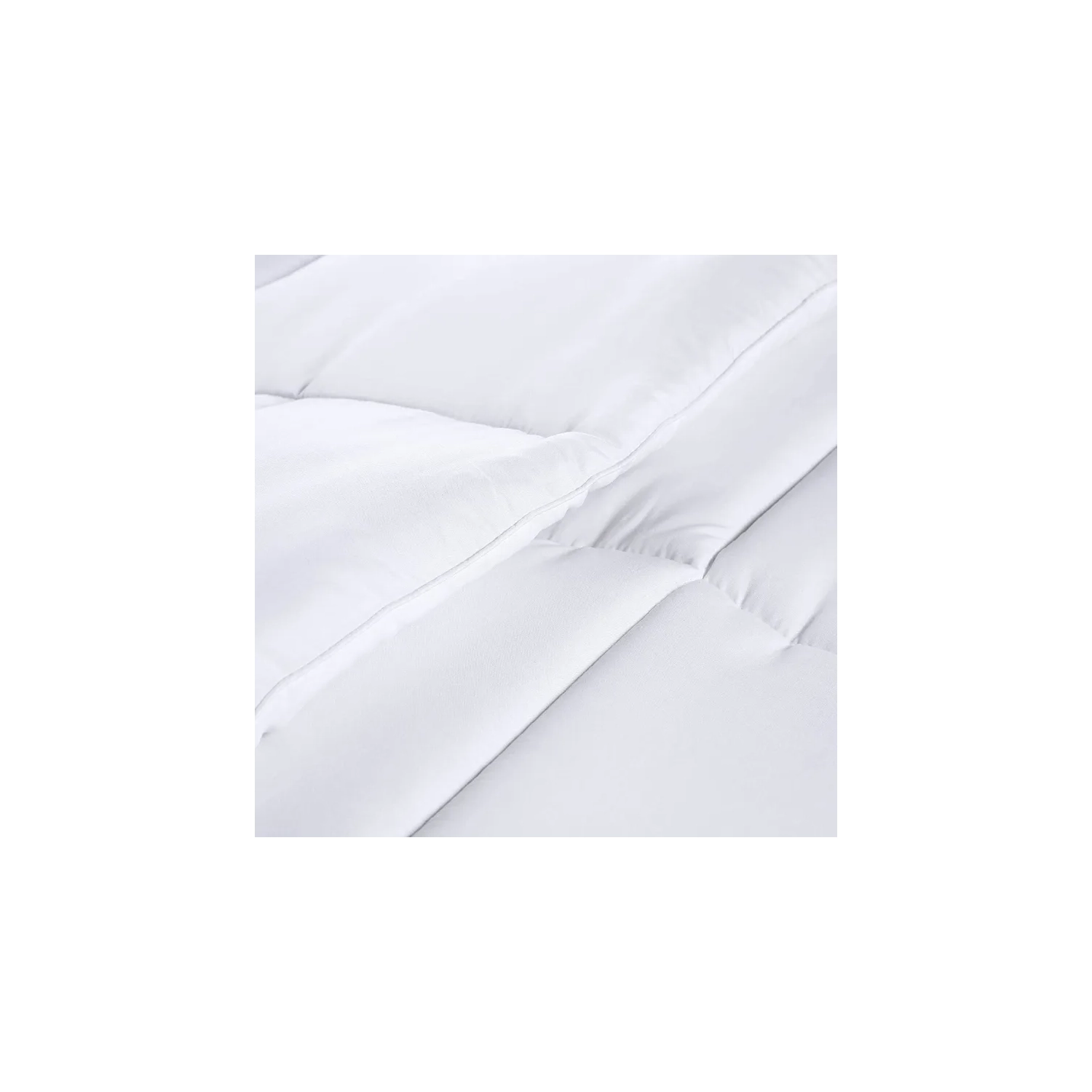 Queen Size White Quilted Comforter Insert - Box Stitched Down Alternative Comforter with Corner Tabs