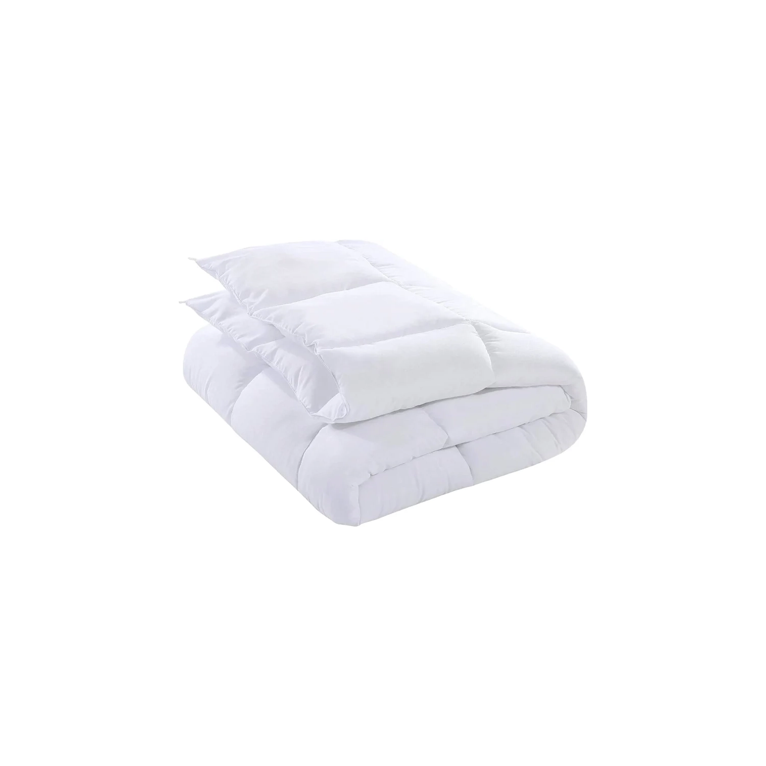 Queen Size White Quilted Comforter Insert - Box Stitched Down Alternative Comforter with Corner Tabs