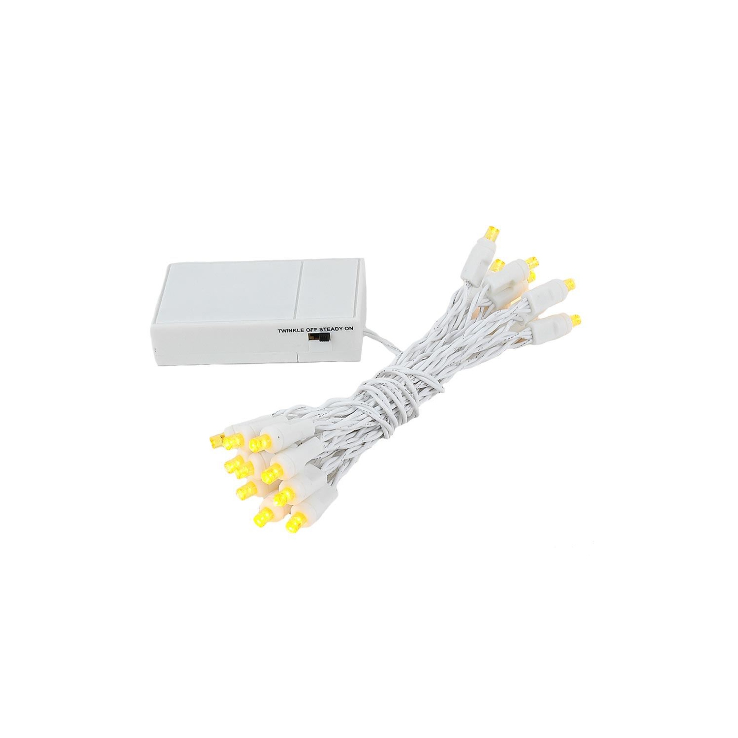 Novelty Lights 20 Light Battery Operated LED Christmas Mini Light Set, White Wire, 8' Long