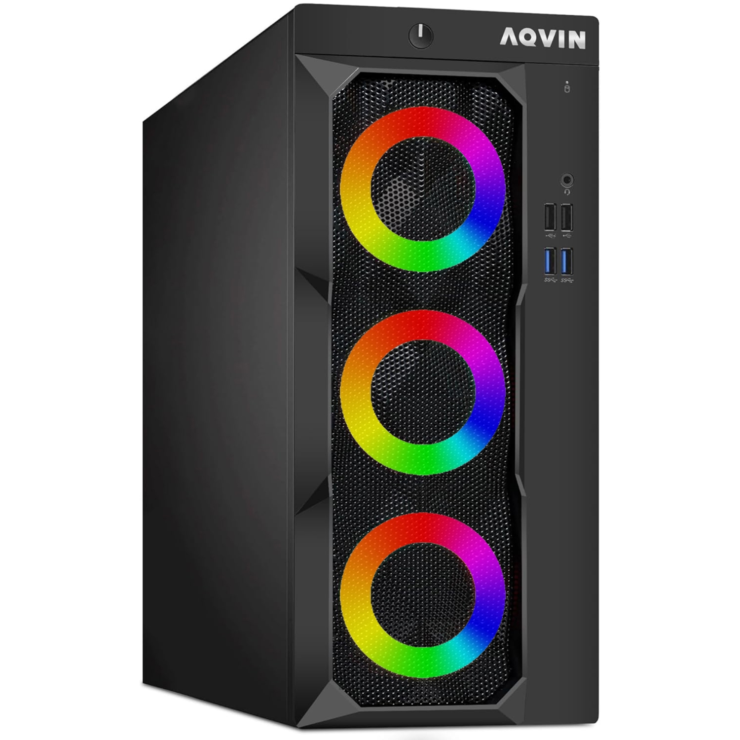 Refurbished (Excellent) - AQVIN Prebuilt LuminaRings RGB Gaming PC Desktop GeForce GTX 1630 4GB DDR6 Intel Core i7 Processor upto 4.0Ghz 32GB DDR4 RAM 1TB SSD Windows 10 Pro WIFI