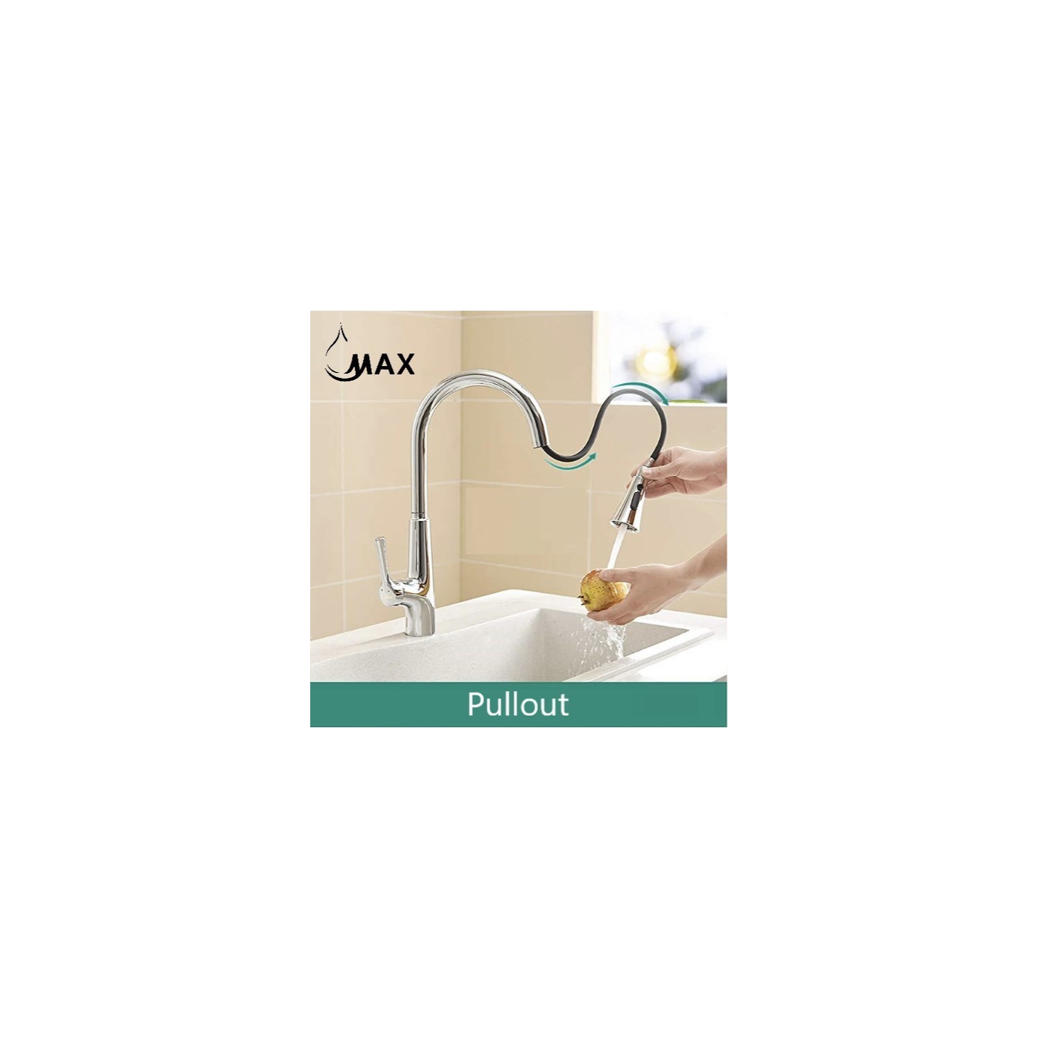 MAX Faucets Smart Touchless Kitchen Faucet Single Handle Pull-Out 18" Sleekly Classic Chrome Finish