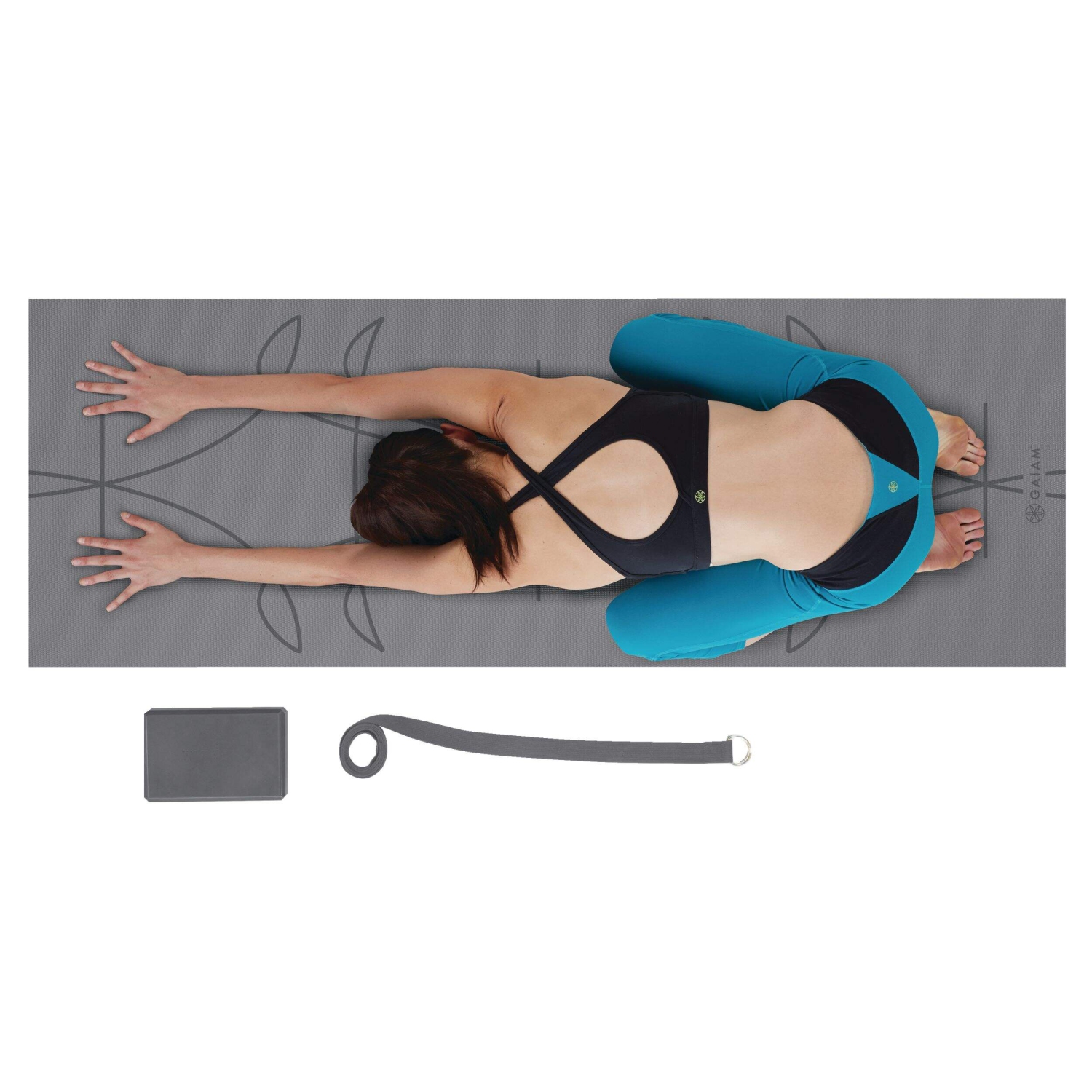  Gaiam Beginner's Yoga Starter Kit Set (Yoga Mat, Yoga