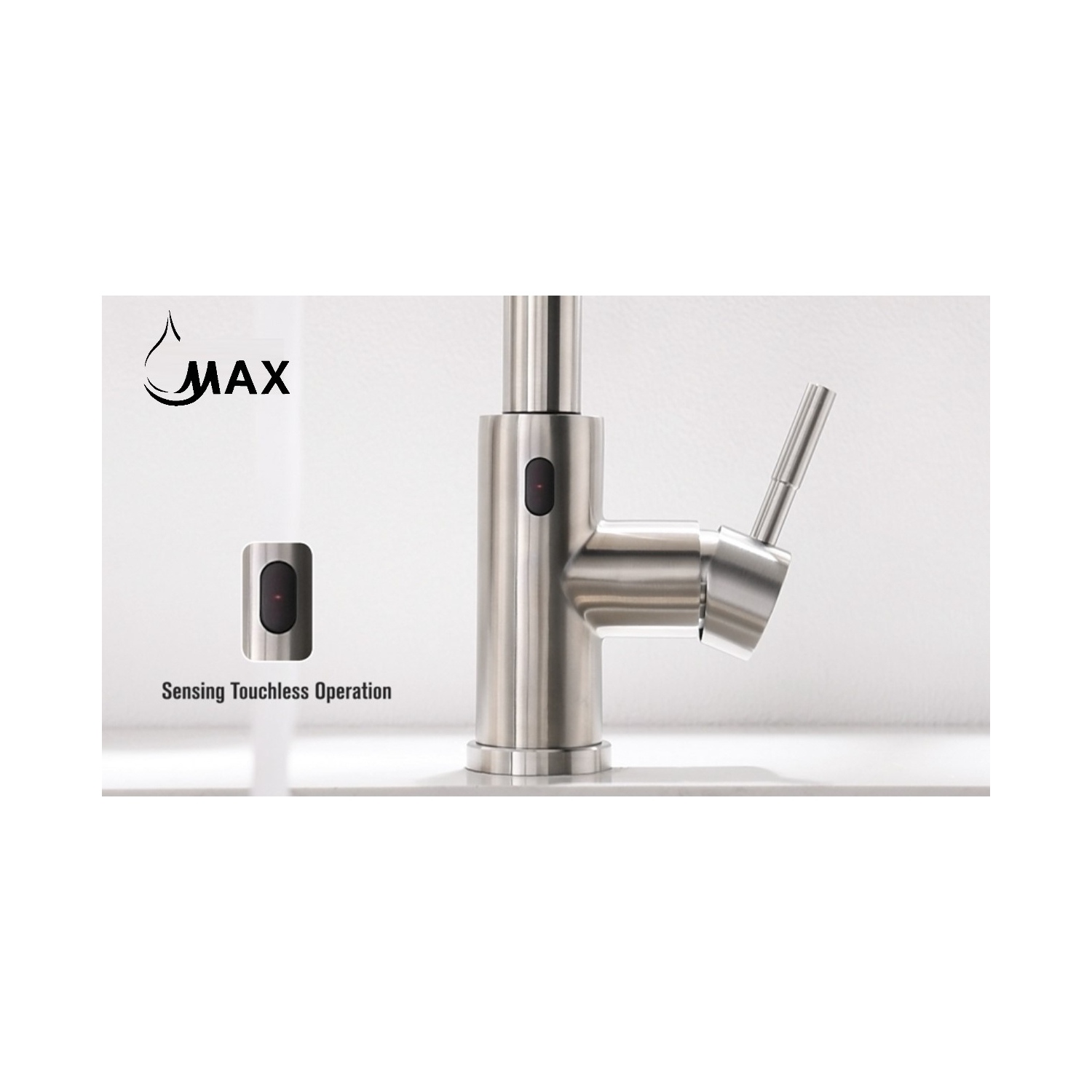 MAX Faucets Smart Touch-Less Kitchen Faucet Pull-Out Spring Spout 20" Brushed Nickel Finish