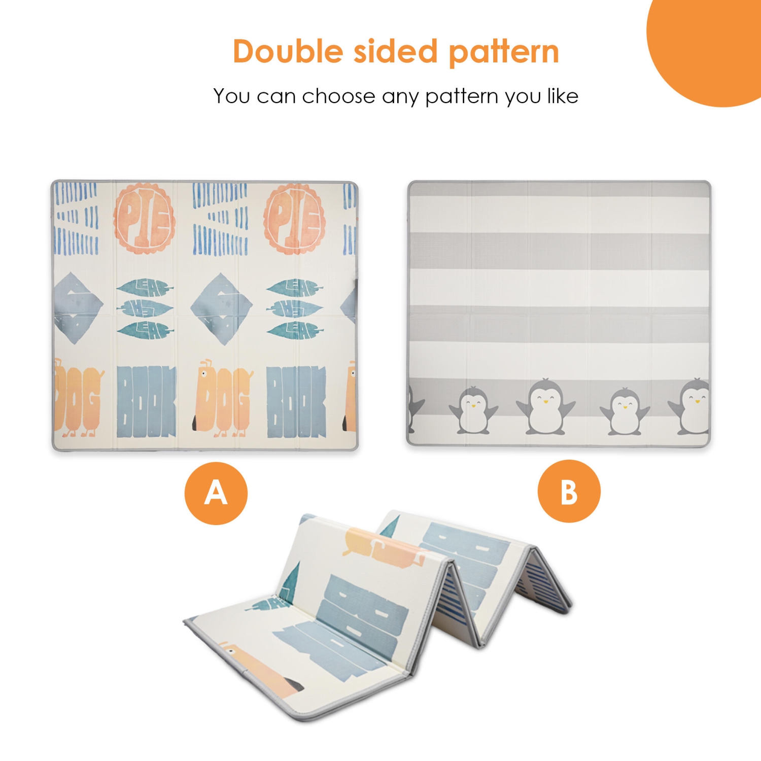 Double Sided Foldable Baby Playmat, Large 77" x 68" EVA Foam Mat Babys Kids Anti-Scratch Infant Play Mat Toddler Crawling Floor Mat