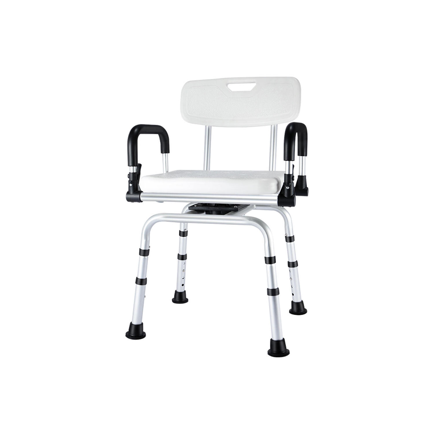 360° Swivel Shower Chair with Flip-Up Armrest, Shower Stool Height Adjustable Hold up to 180kg for Senior