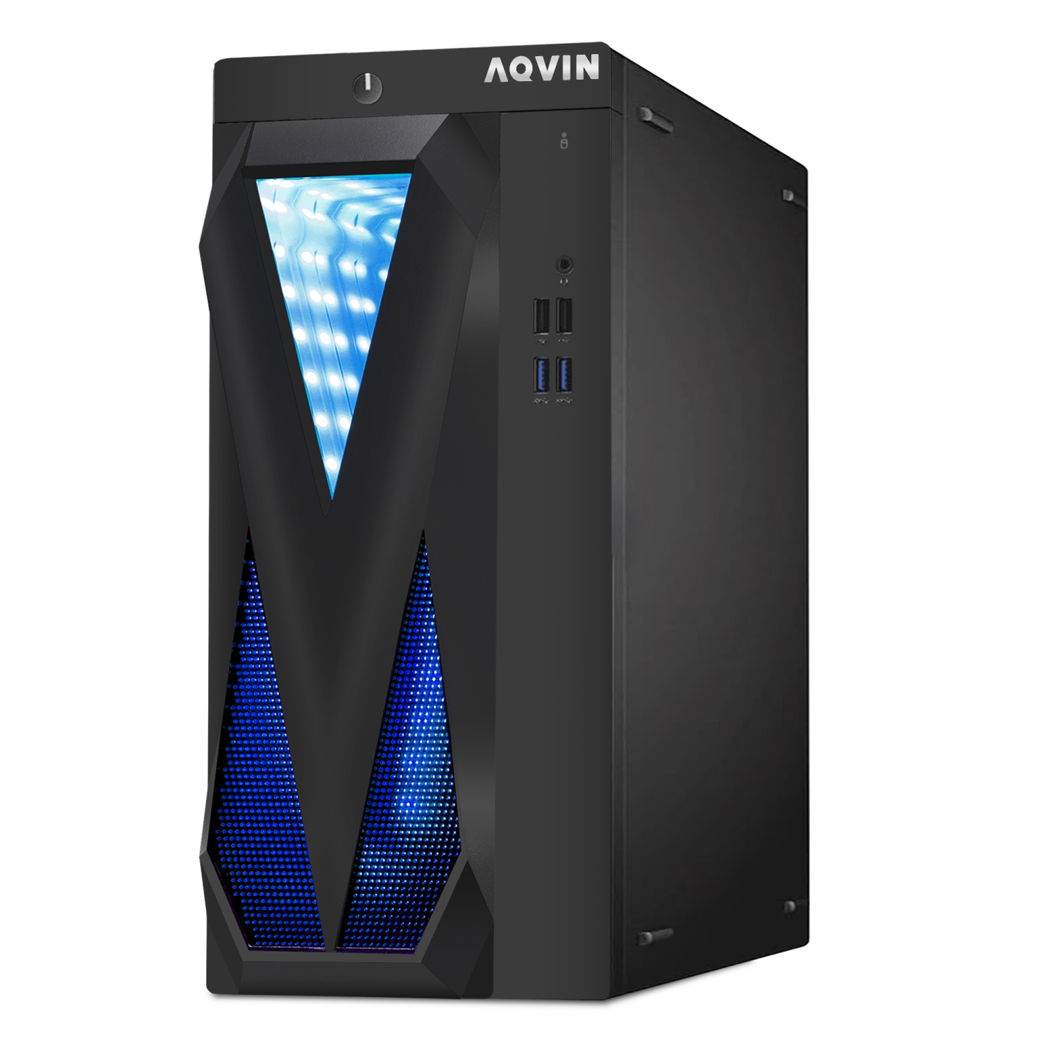 Refurbished (Excellent) - AQVIN InfinityLite Gaming Desktop Computer PC Tower - Black (Intel Core i7 processor/ 32GB DDR4 RAM/ 2TB SSD/ AMD RX550 Graphics Card/ Windows 10 Pro)WIFI