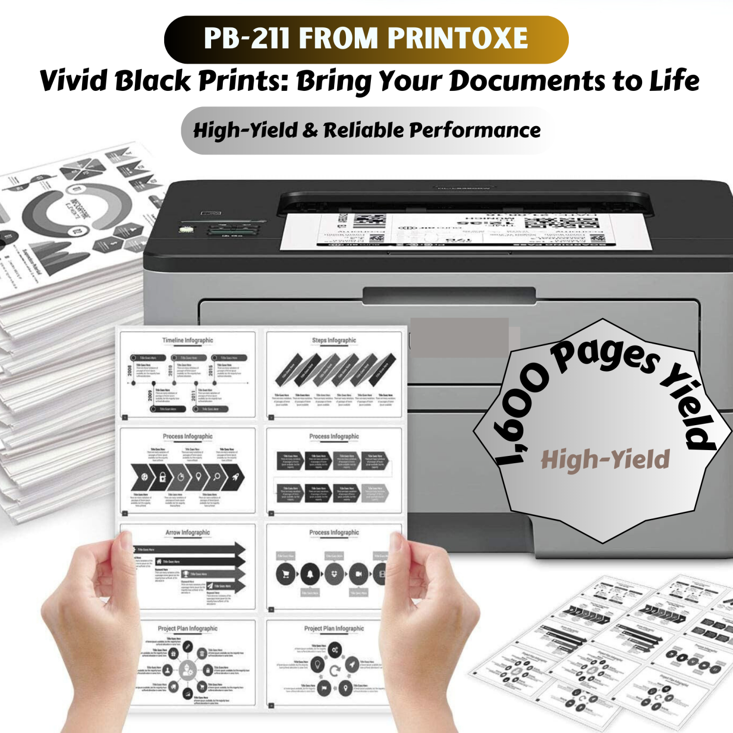 Remplacement de la cartouche de toner compatible PRINTOXE® PB-211 PB211 pour Pantum P2200 P2500 P2500 W M6500 M6500N M 6500 W M6500NW M6550