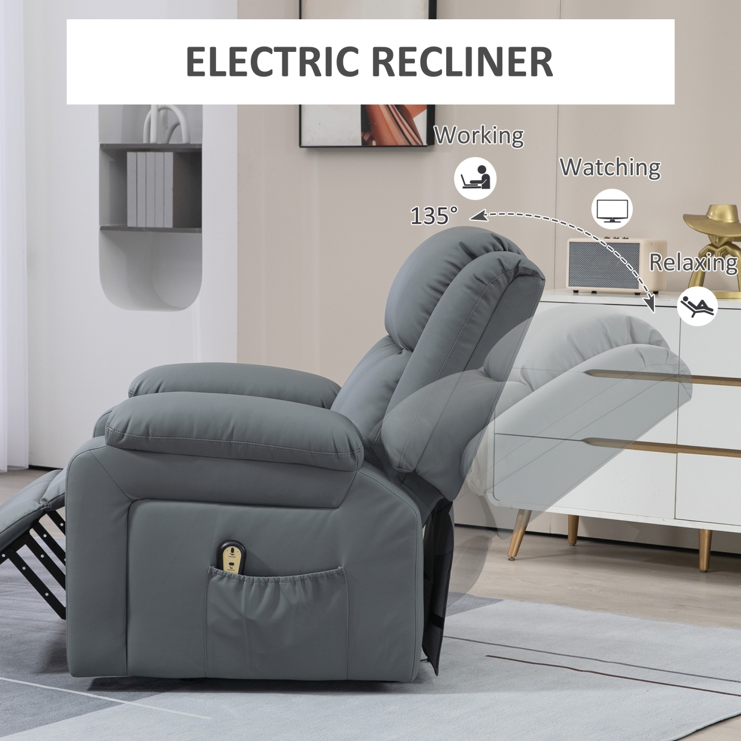 Gray Power Lift Chair Recliner with Massage and Heat Function for Living  Room ZQ-7819AAE - The Home Depot