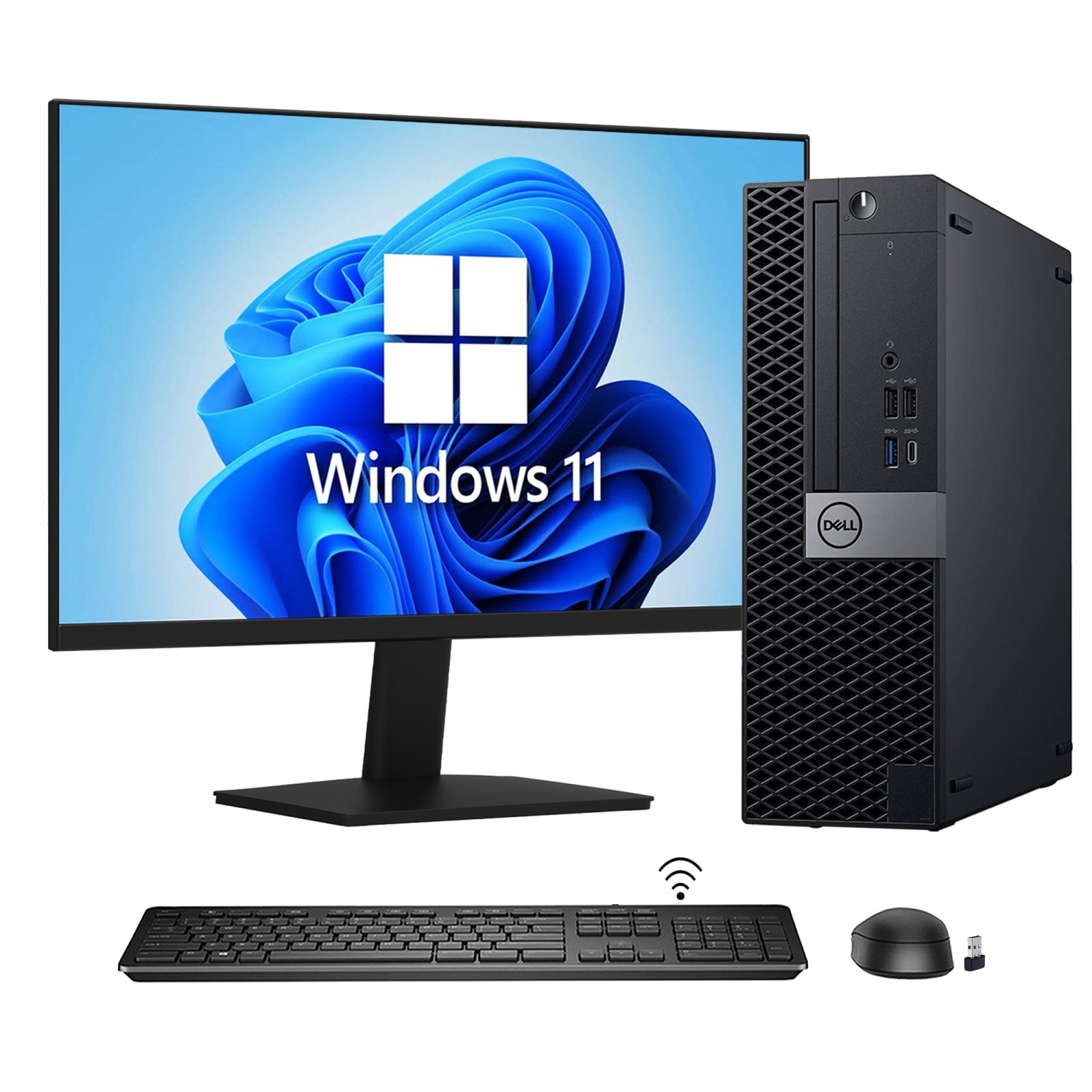 Refurbished (Good) - Desktop PC Dell OptiPlex 5060/7060 SFF Computer - Windows 11 Pro (Intel Core i5 Processor/ 2000GB(Fast Boot) NVMe SSD/ 32GB DDR4 RAM/ New 24 inch Screen) WIFI