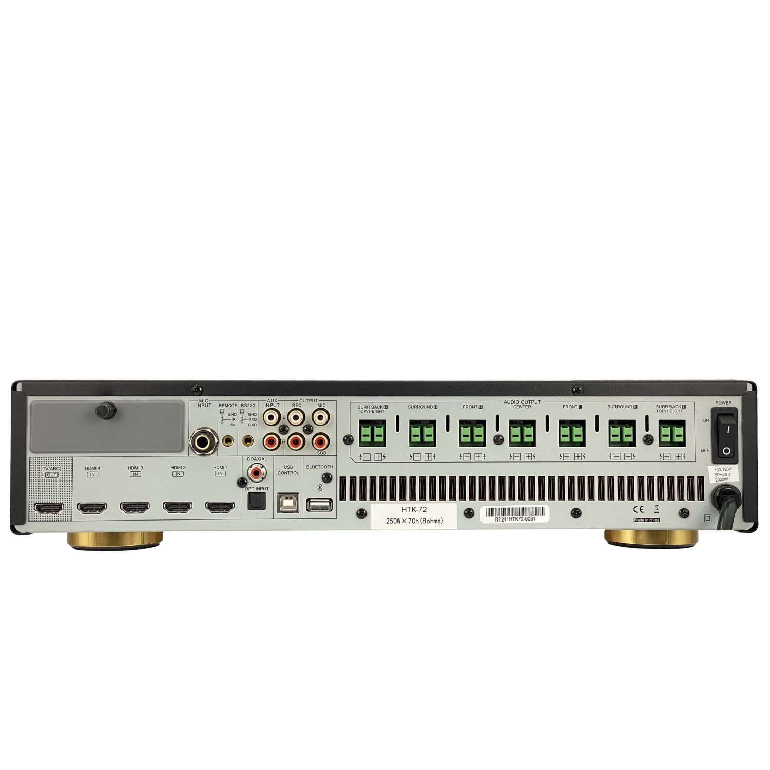 Resonic HTK-72 7.1 CH 1,750W 4K AV & KARAOKE AMPLIFIER, OPTICAL/COAXIAL, HDMI , ARC, Dolby Atmos, 5.1.2, DtsX, 8 Channels Karaoke, FEEDBACK