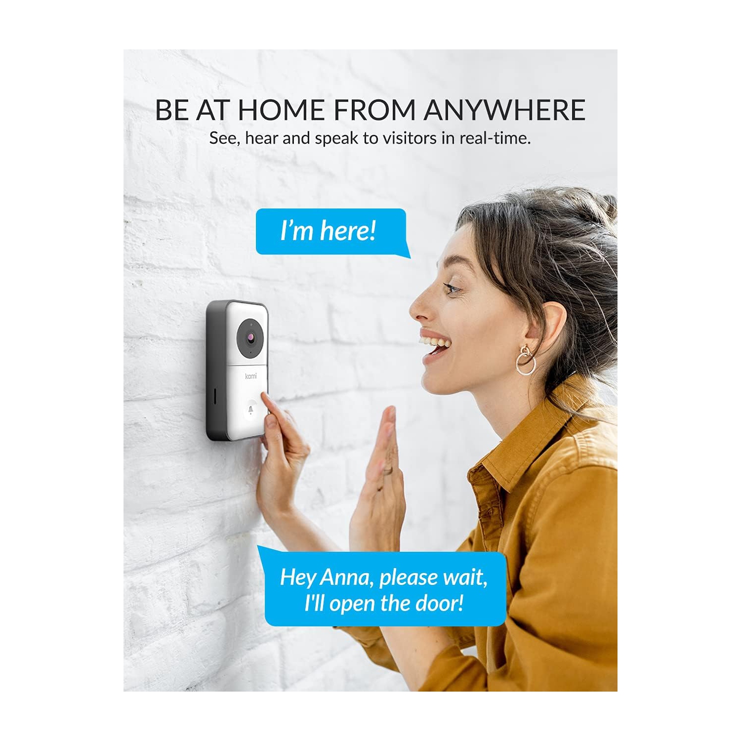 Kami Wireless Smart Video Doorbell Camera Wi-Fi with PIR Motion Detector