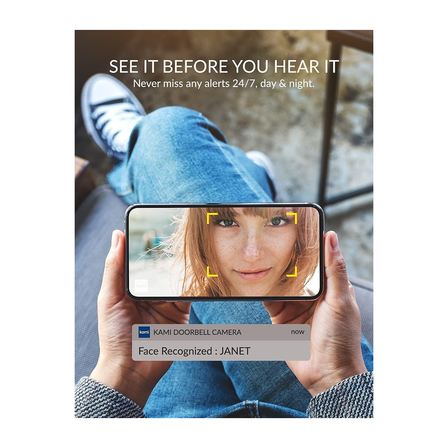 Kami Wireless Smart Video Doorbell Camera Wi-Fi with PIR Motion Detector