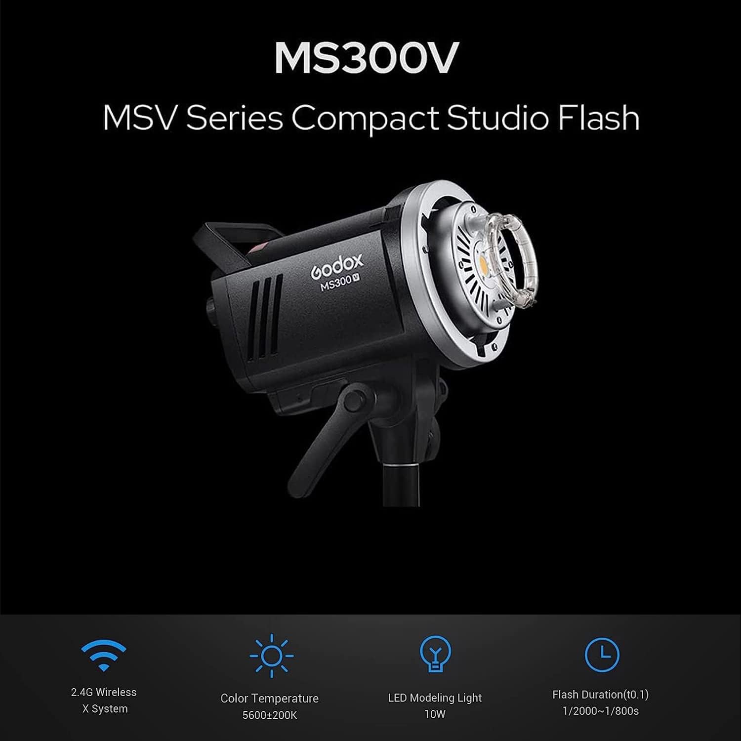 Boîte ouverte - Stroboscope compact DEL 300 V de GODOX, GN58 300ws lampe de plafond Bowens