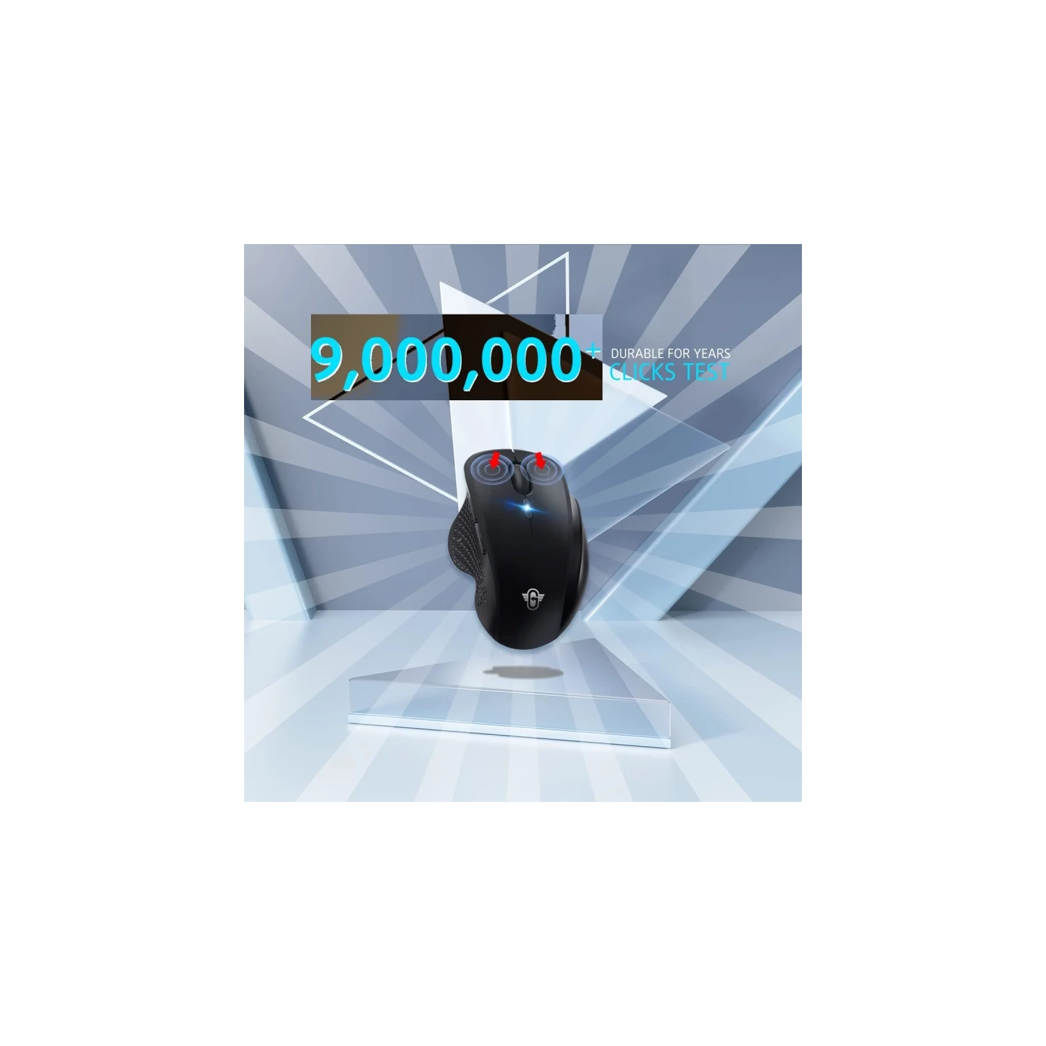 Souris sans fil noire mate pour portable et PC | Souris de jeu ergonomique pleine grandeur | récepteur USB pour Windows, Chrome, MacOS | batterie