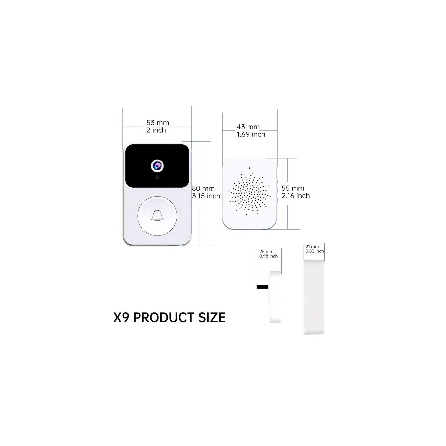 Wireless Intelligent Visual Doorbell Camera - HD Night Vision, WiFi, Rechargeable | Home Security Intercom with Two-Way Calls, Photo, Recording |