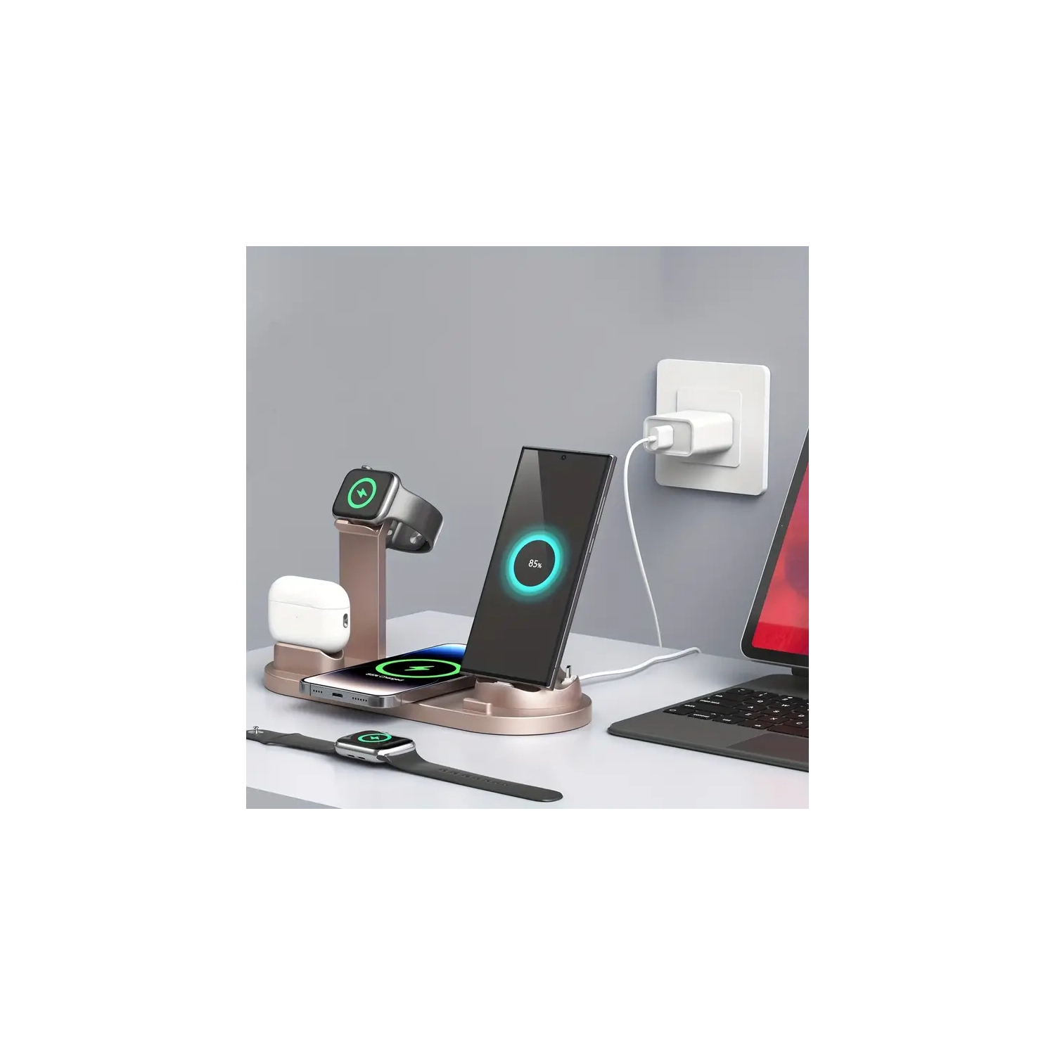 15W Fast Wireless Charger Station for iPhone 6/7/8/X/XS/XR/11/12/13/14 Pro Max & AirPods | Samsung/Xiaomi/Vivo Wireless Charging Pad