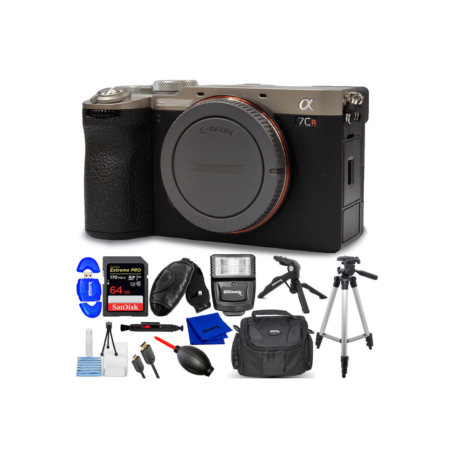 Sony a7CR Mirrorless Camera (Silver) ILCE-7CR/S - 12PC Accessory Bundle