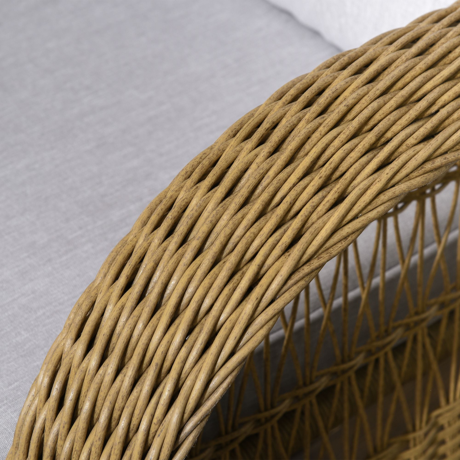 Outsunny Outdoor PE Rattan Rocking Chair with Cushions, Patio Luxury Round Wicker Garden Porch Furniture w/ Armrest and High Backrest for Backyard,